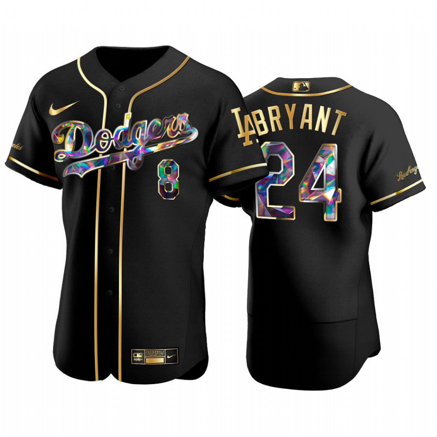 Kobe Bryant Golden Diamond Los Angeles #24 Dodgers Black Jersey Mam8a Forever