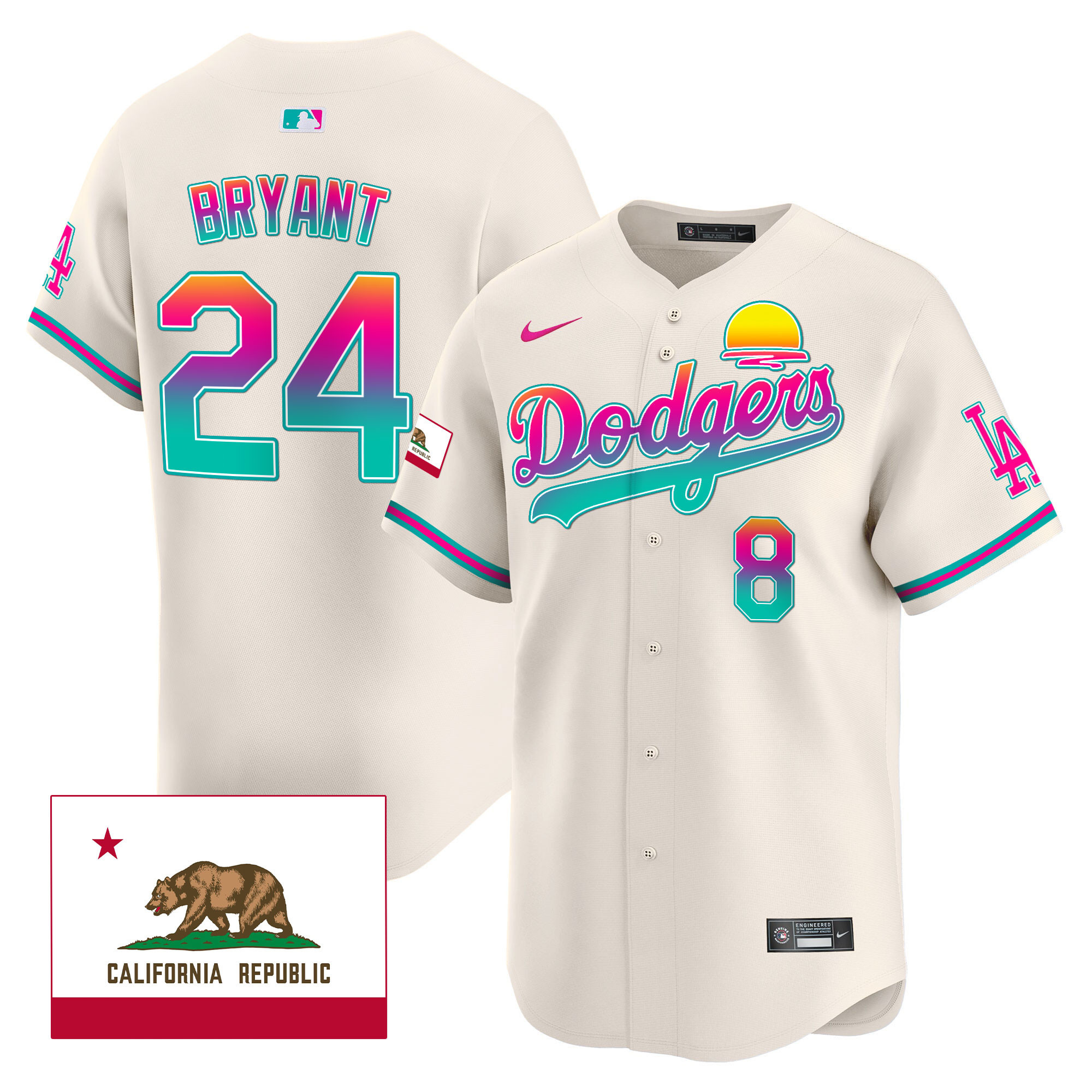 Kobe Bryant Men's Los Angeles Dodgers 2024 Los Angeles City Style Vapor Premier Limited Cream Jersey - All Stitched