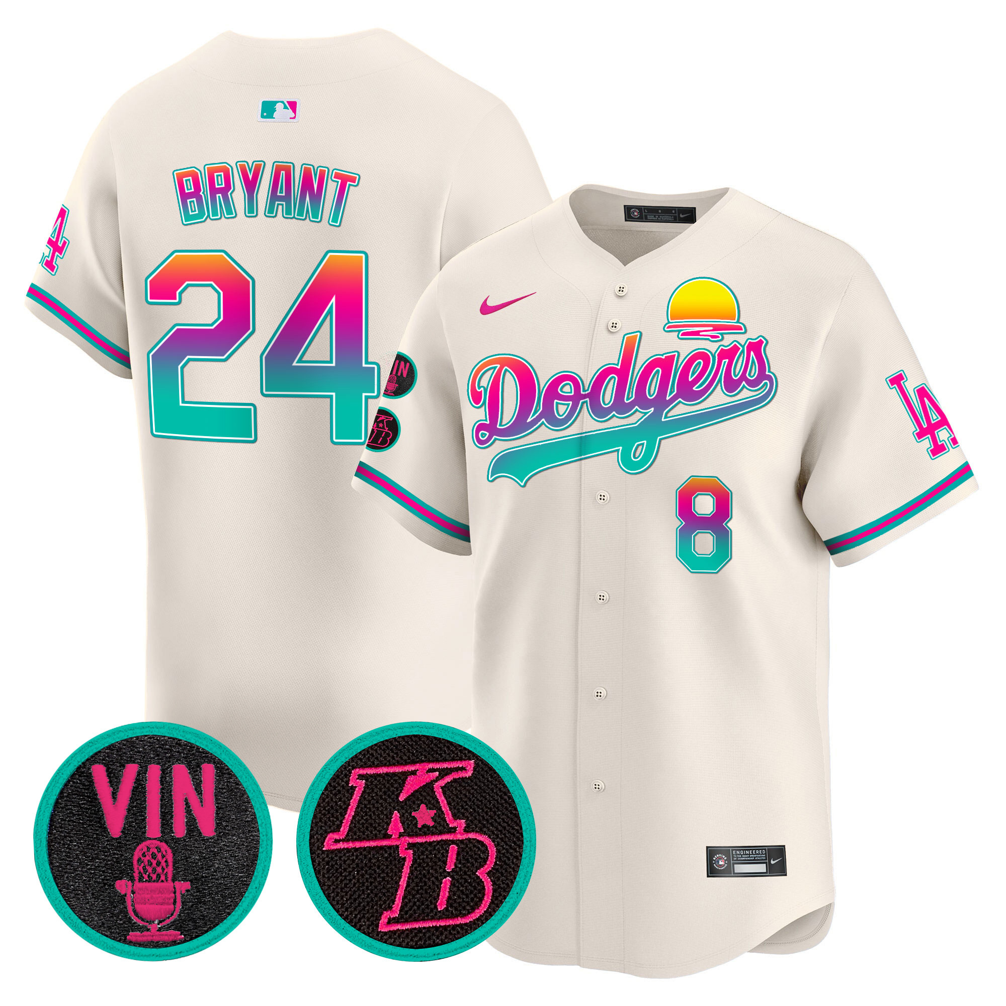 Kobe Bryant Men's Los Angeles Dodgers 2024 Los Angeles City Style Vapor Premier Limited V2 Cream Jersey - All Stitched