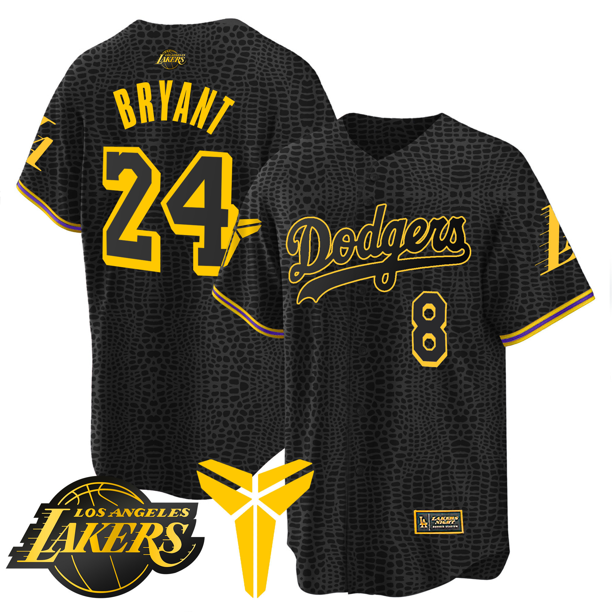 Kobe Bryant Men's Los Angeles Dodgers Cool Base Mamba V2 Jersey - All Stitched