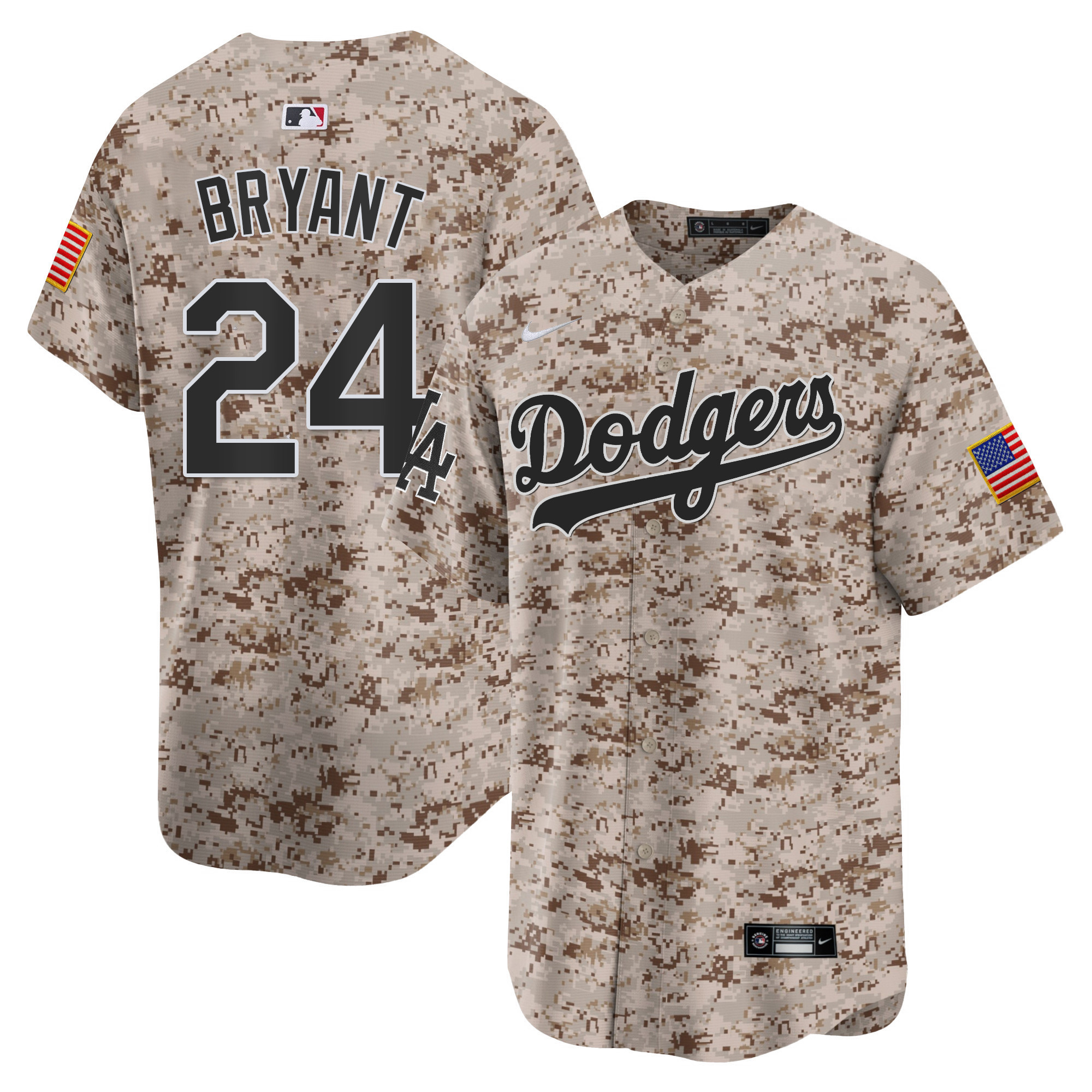 Kobe Bryant Men's Los Angeles Dodgers USMC Alternate Vapor Premier Limited Desert Jersey - All Stitched