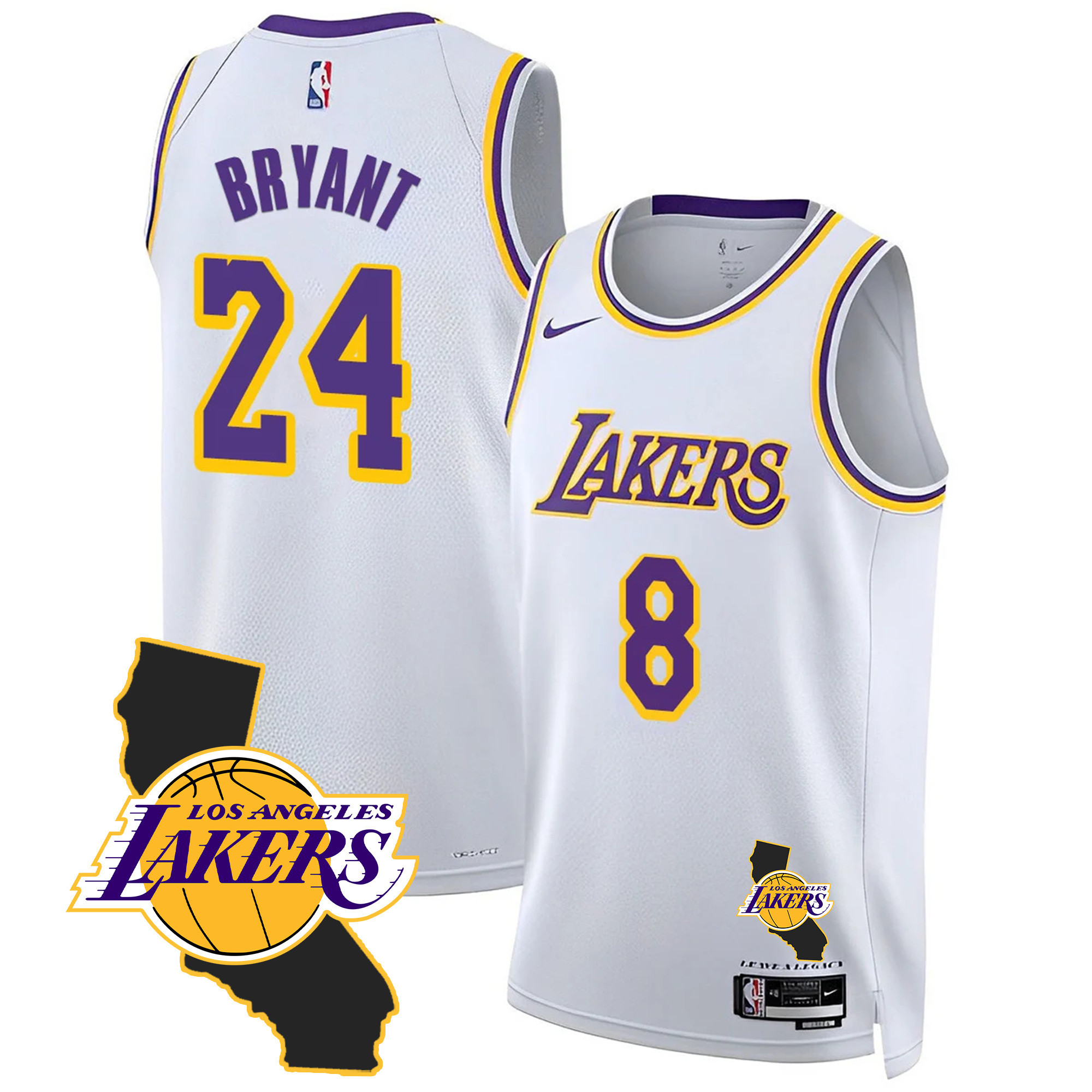 Kobe Bryant Men's Los Angeles Lakers California Patch Association Jersey - All Stitched