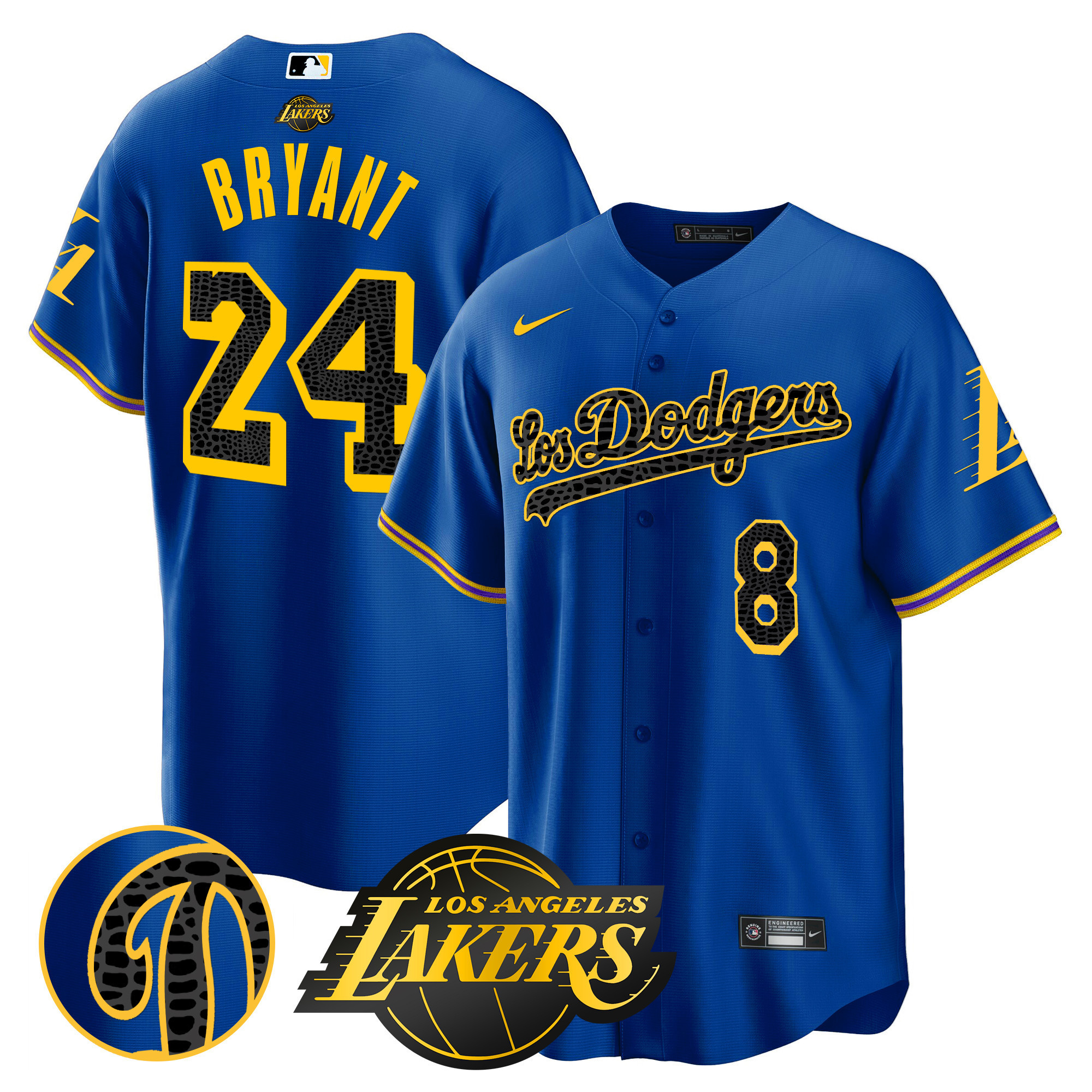 Kobe Bryant Men's Los Los Angeles Dodgers Cool Base Mamba Royal Jersey - All Stitched