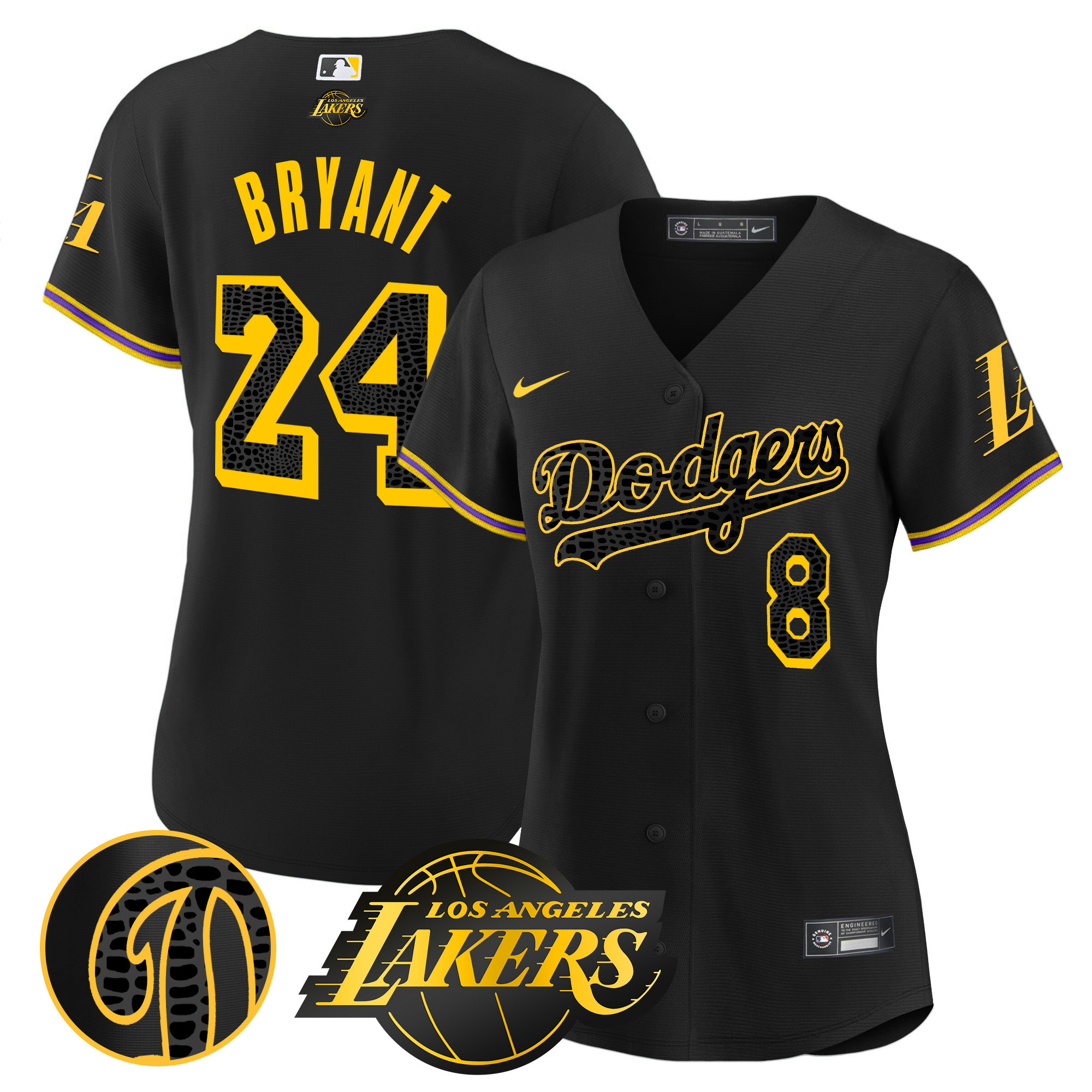 Kobe Bryant Women's Los Angeles Dodgers Cool Base Mamba Black Jersey - All Stitched
