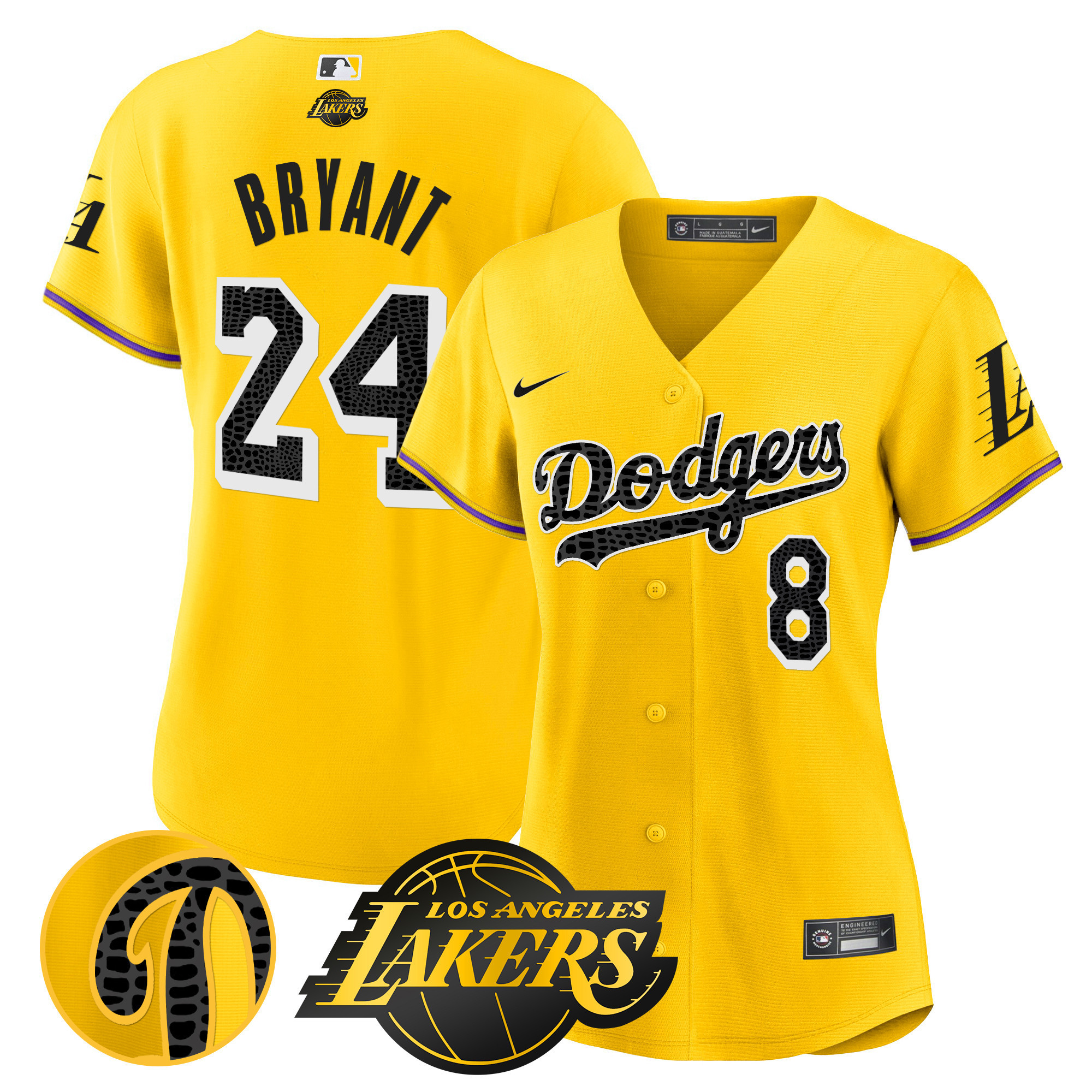 Kobe Bryant Women's Los Angeles Dodgers Cool Base Mamba Gold Jersey - All Stitched