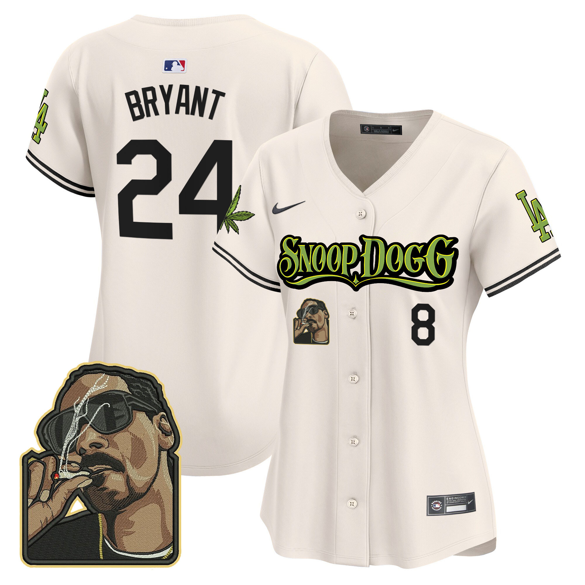 Kobe Bryant Women's Los Angeles Dodgers Snoop Dogg Vapor Premier Limited Cream Jersey - All Stitched
