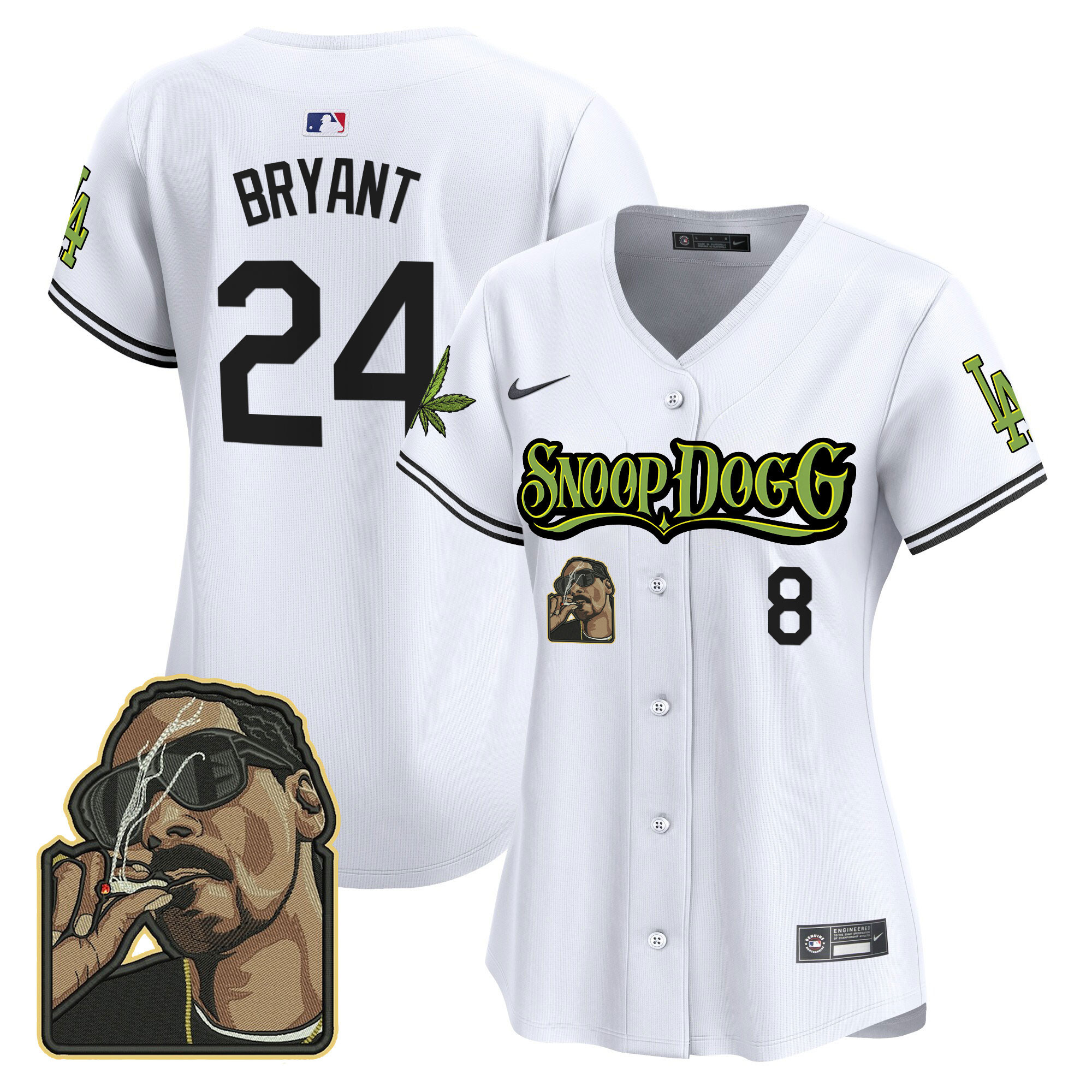 Kobe Bryant Women's Los Angeles Dodgers Snoop Dogg Vapor Premier Limited White Jersey - All Stitched
