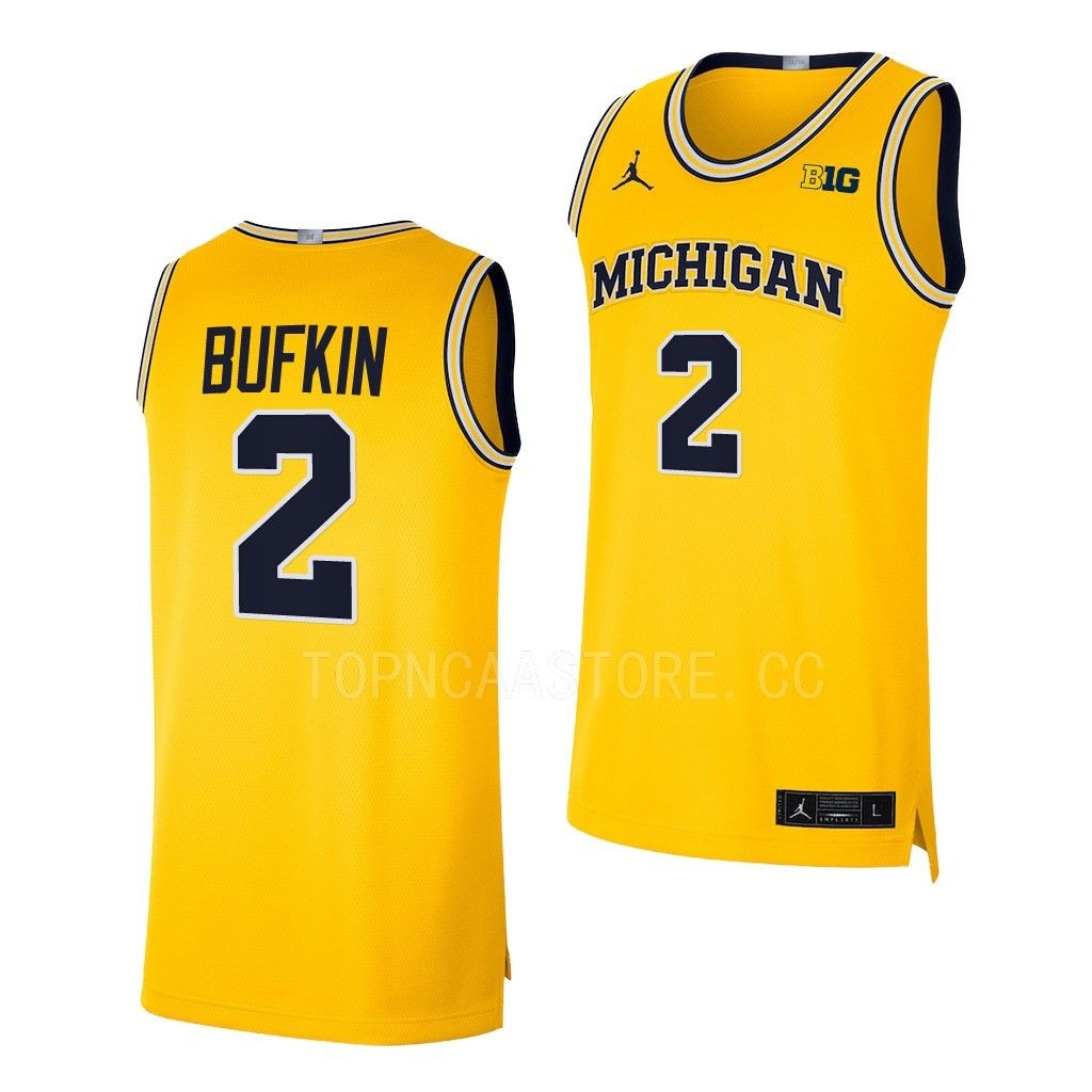Kobe Bufkin Michigan Wolverines #2 Maize College Jersey 2022-23 Limited