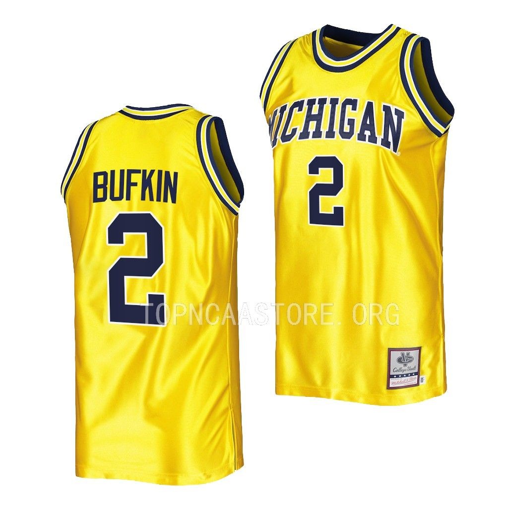 Kobe Bufkin Michigan Wolverines #2 Maize College Vault Jersey Mitchell Ness