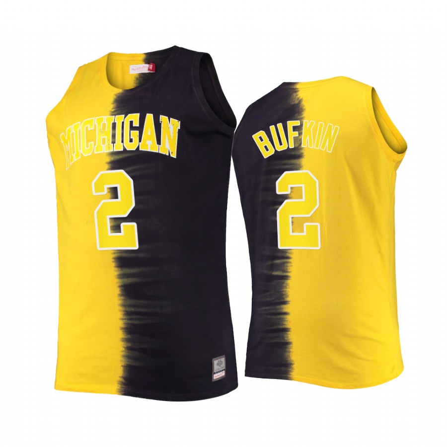 Kobe Bufkin Michigan Wolverines Navy Maize Jersey Classic Tie-Dye Color Crash