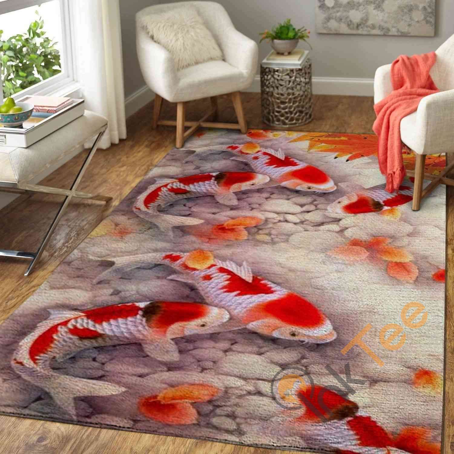 Koi Fish Area Rectangle Rug