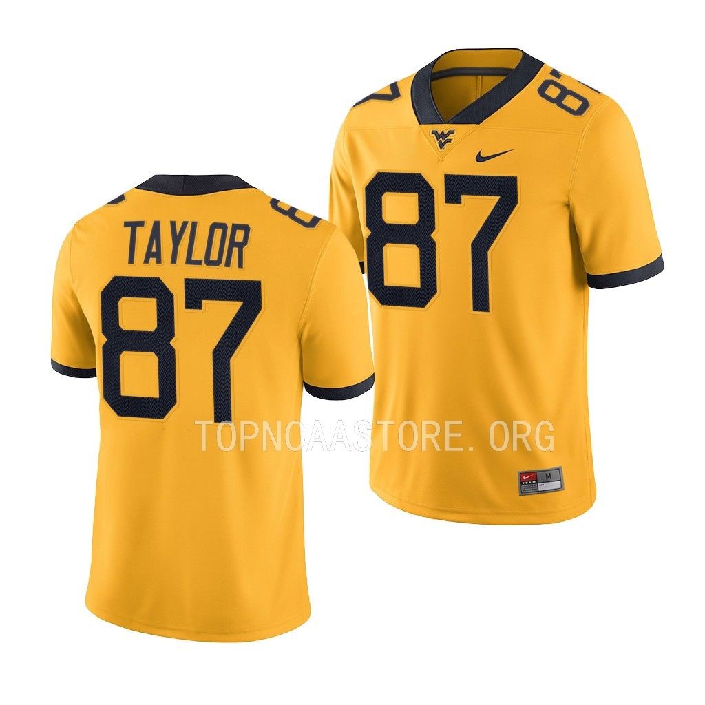 Kole Taylor West Virginia Mountaineers Alternate Game #87 Jersey Men's Gold Uniform