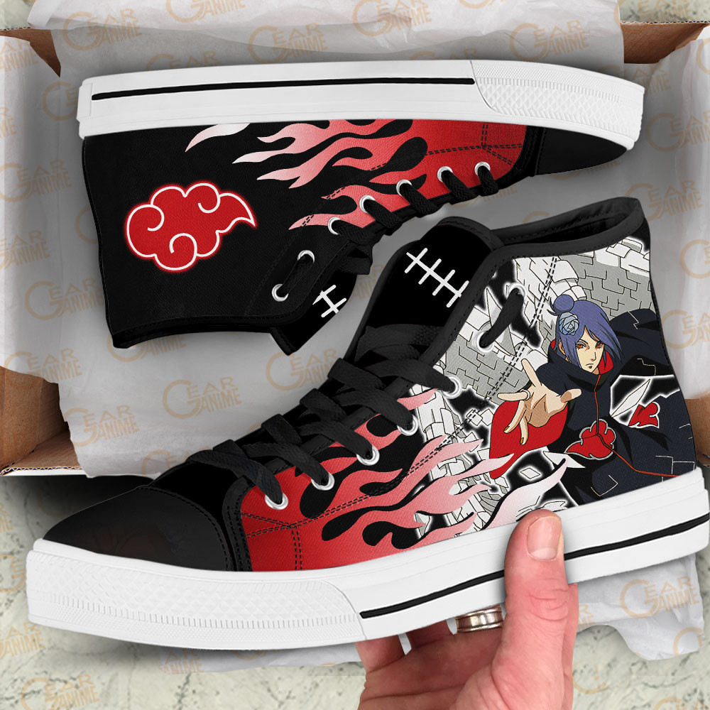 Konan High Top Shoes Custom Akatsuki Sneakers Flame Style