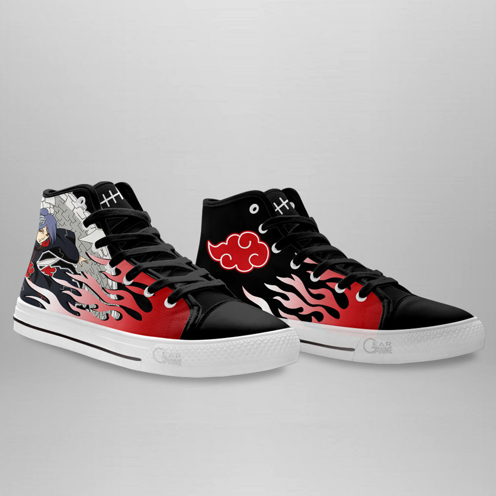 Konan High Top Shoes Custom Akatsuki Sneakers Flame Style