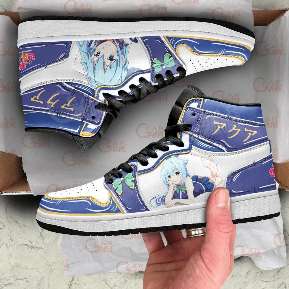 KonoSuba Aqua JD1s Sneakers Anime Shoes, Air Jordan Hightop