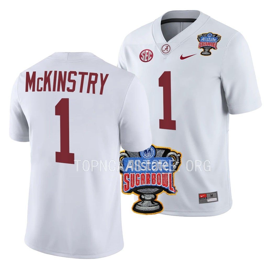 Kool-Aid McKinstry Alabama Crimson Tide #1 White Jersey 2022 Sugar Bowl Men's College Uniform