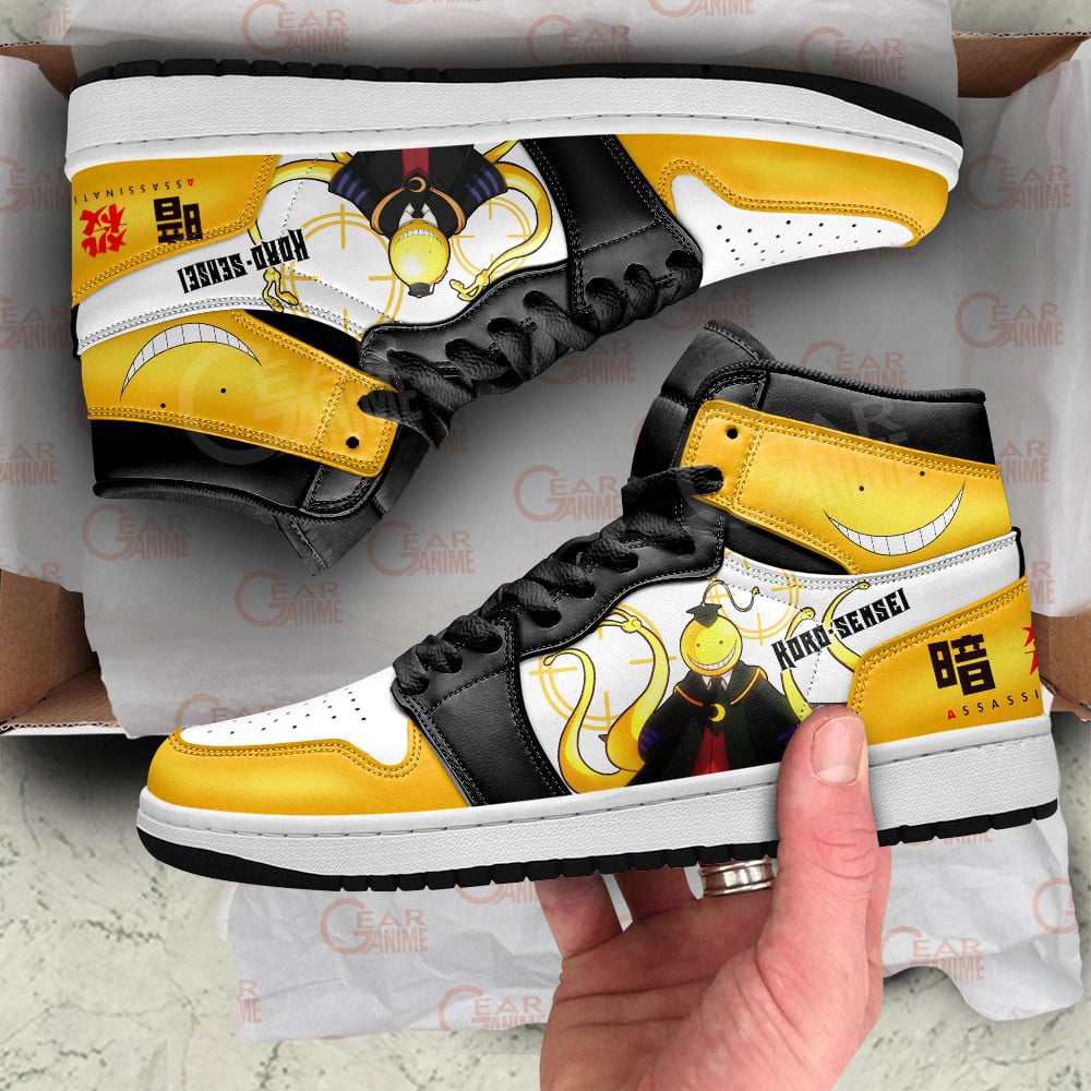 Koro Sensei JD1s Sneakers Assassination Classroom Anime Shoes, Air Jordan Hightop