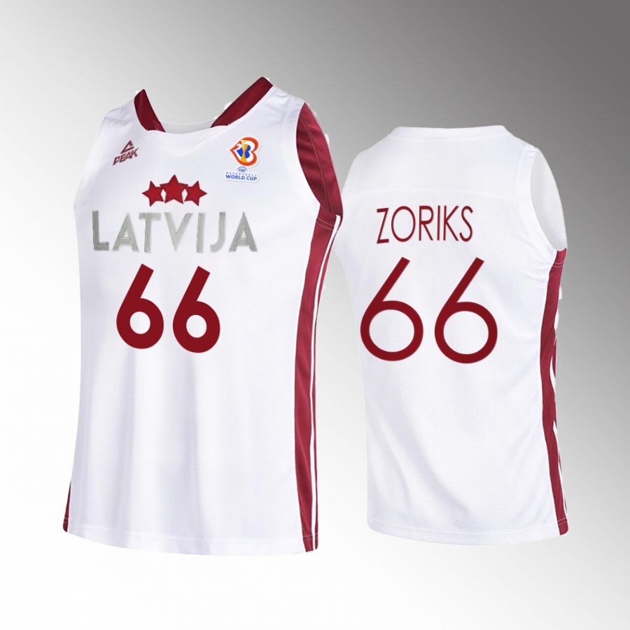 Kristers Zoriks Latvia 2023 FIBA World Cup White Jersey Home #66