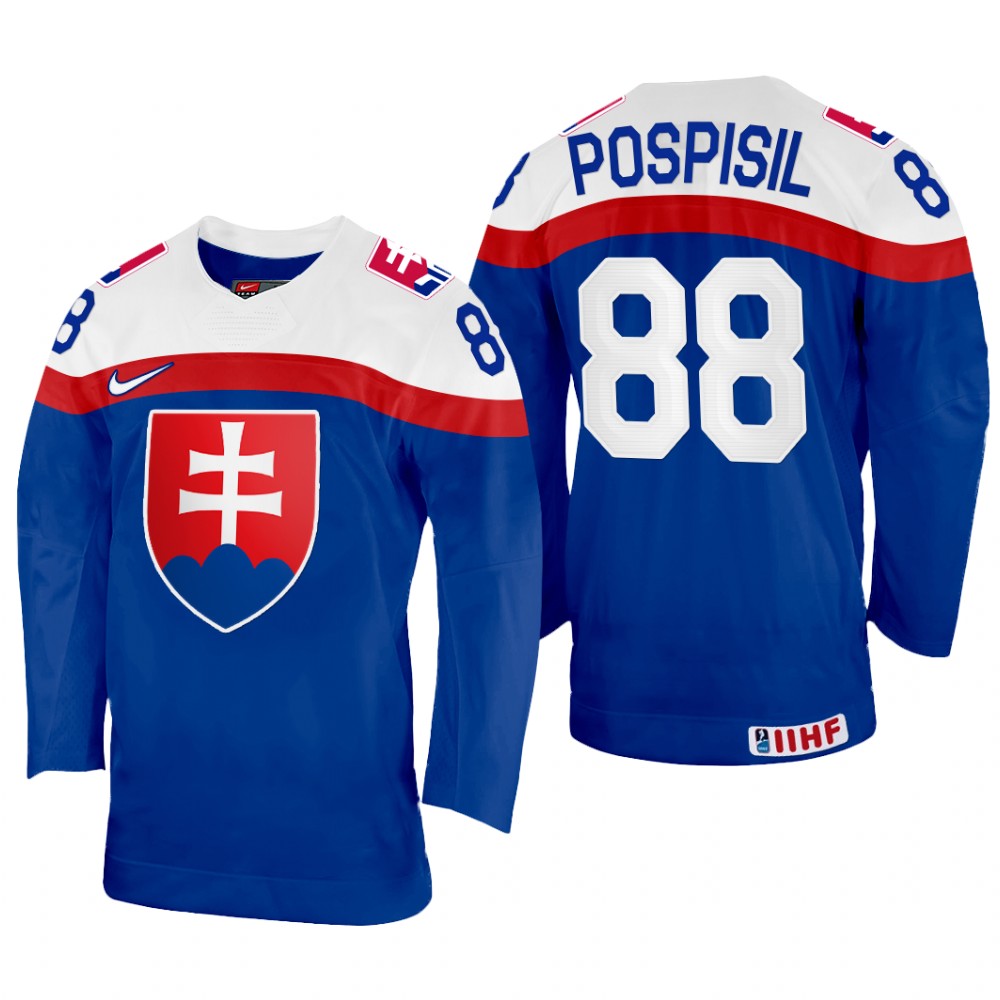 Kristian Pospisil Slovakia Blue Away Jersey 2022 IIHF World Championship