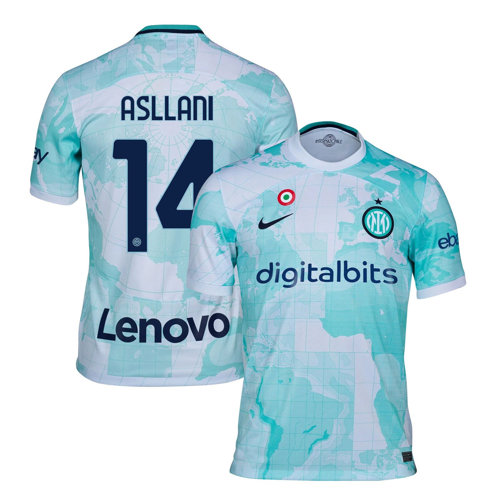 Kristjan Asllani 14 Inter Milan 2022/23 Away Men Jersey – Light Green