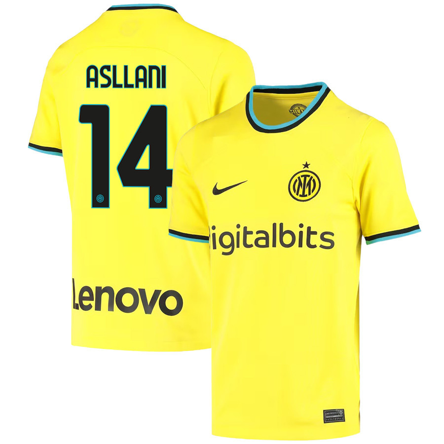 Kristjan Asllani 14 Inter Milan 2022/23 Third Jersey – Youth, Yellow