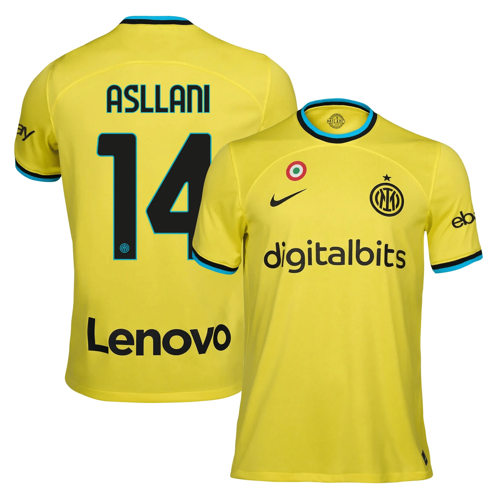 Kristjan Asllani 14 Inter Milan 2022/23 Third Men Jersey – Yellow