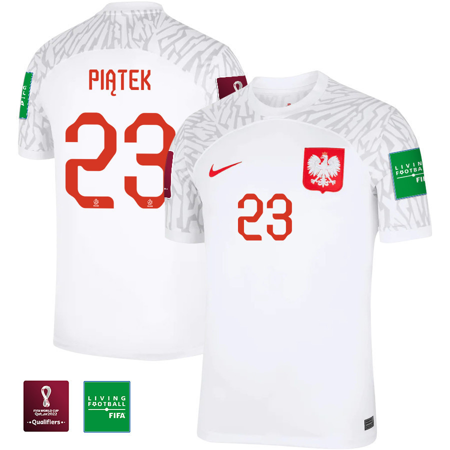 Krzysztof Piatek 23 – Poland National Team FIFA World Cup Qatar 2022 Patch Home Soccer Jersey, Men