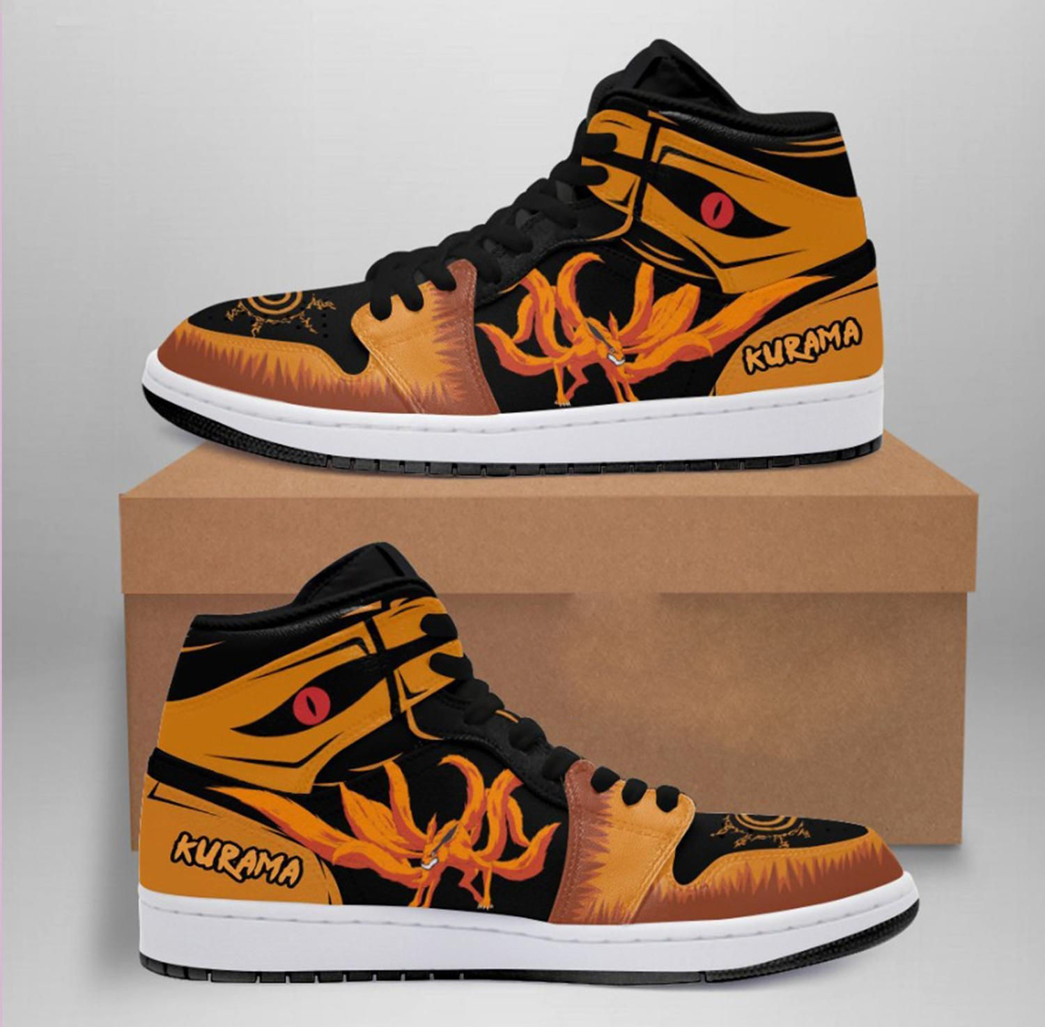 Kurama Naruto 1 High Top Air Jordan Sneaker, Air Jordan Hightop