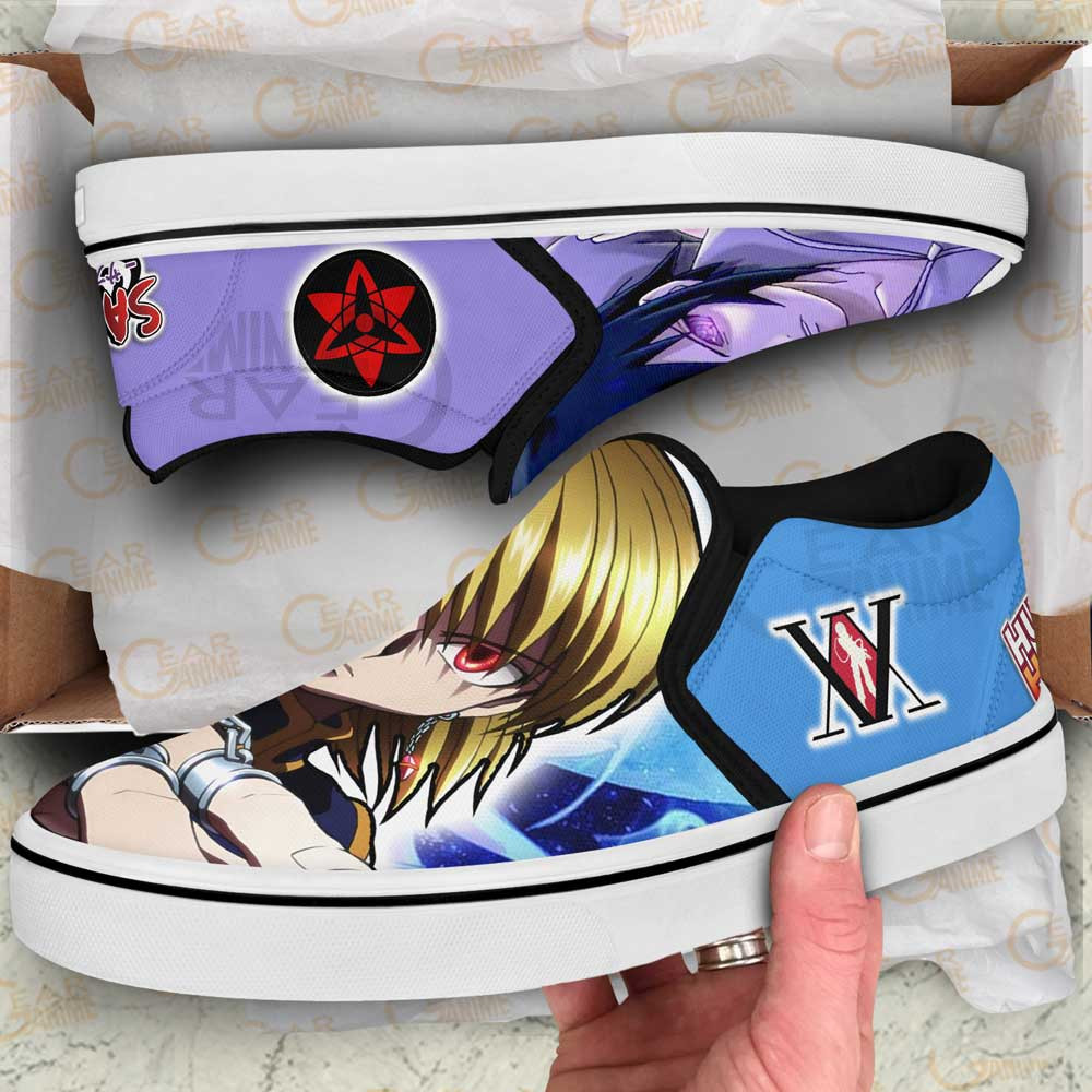 Kurapika and Sasuke Uchiha Slip-On Shoes Canvas Custom Anime Shoes