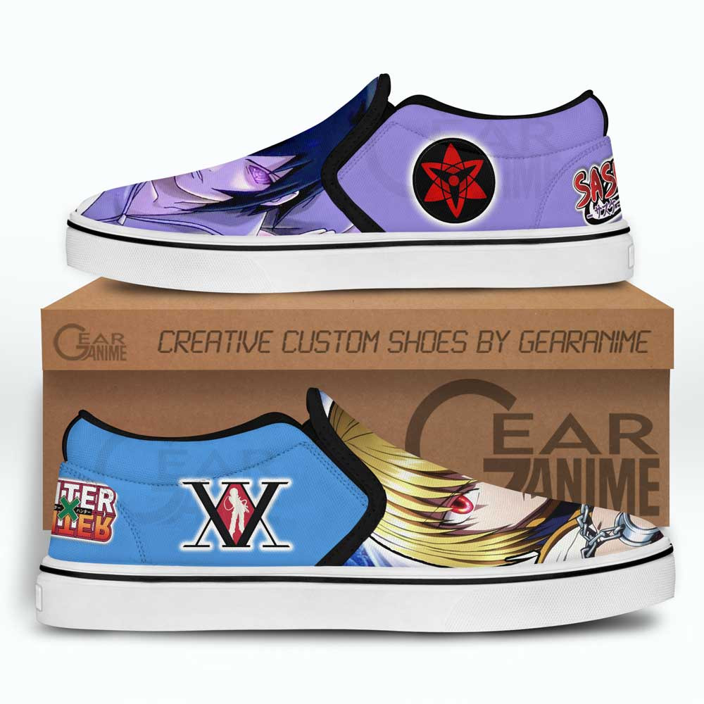 Kurapika and Sasuke Uchiha Slip-On Shoes Canvas Custom Anime Shoes