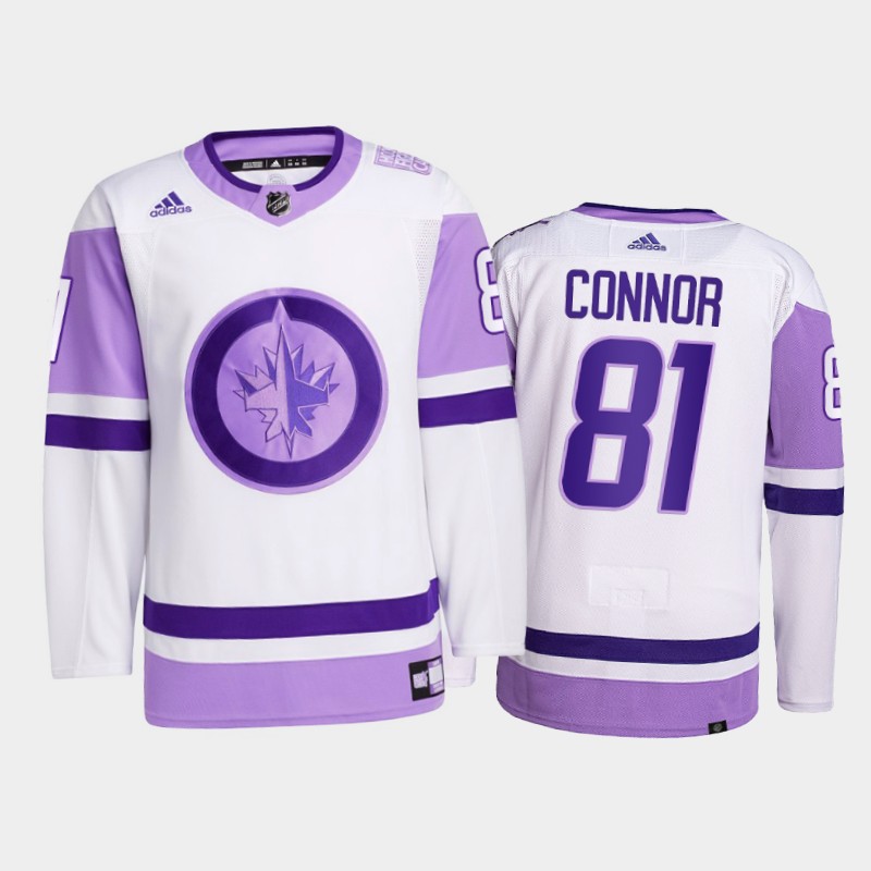 Kyle Connor #81 Winnipeg Jets 2021 FightsCancer White Primegreen Jersey