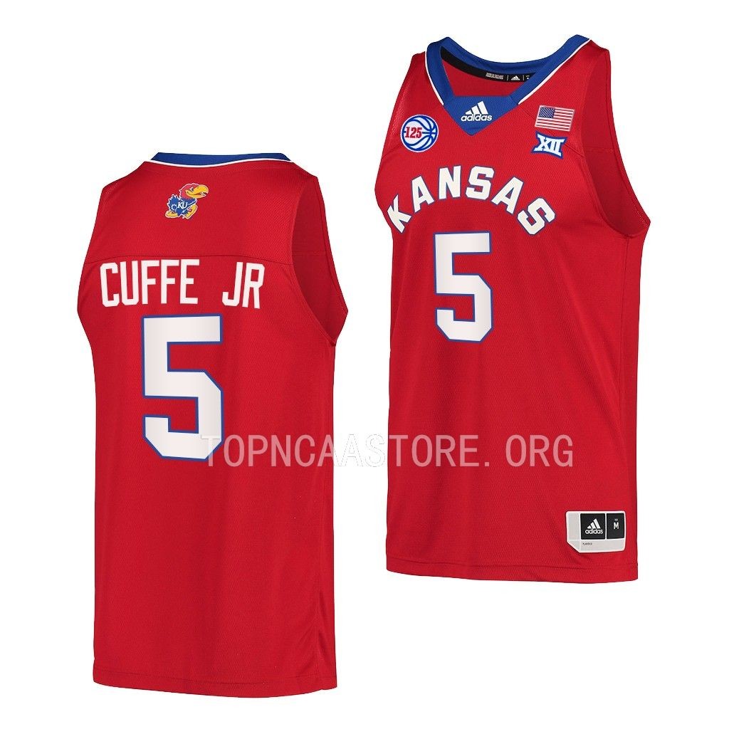 Kyle Cuffe Jr. Kansas Jayhawks #5 Red Reverse Retro Jersey 2023 Senior Night