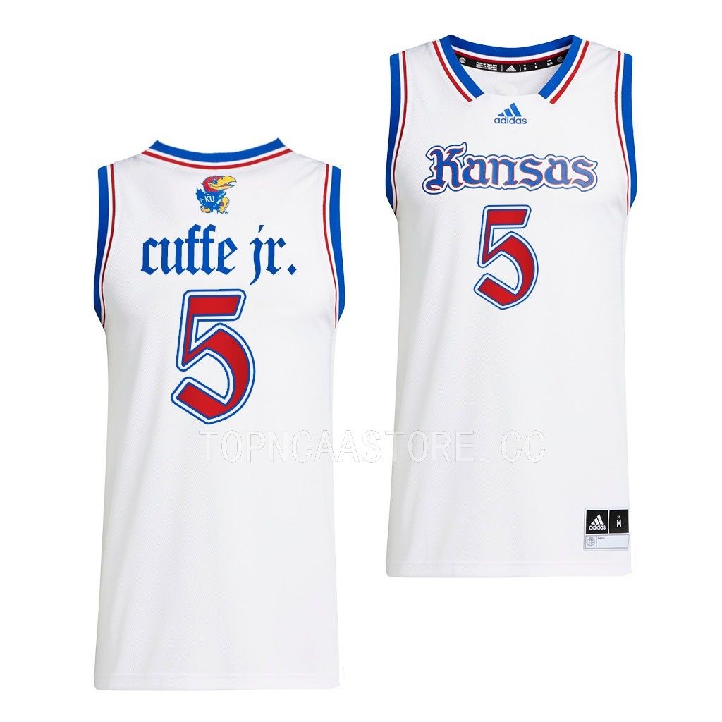 Kyle Cuffe Jr. Kansas Jayhawks #5 White Swingman Jersey 2022-23
