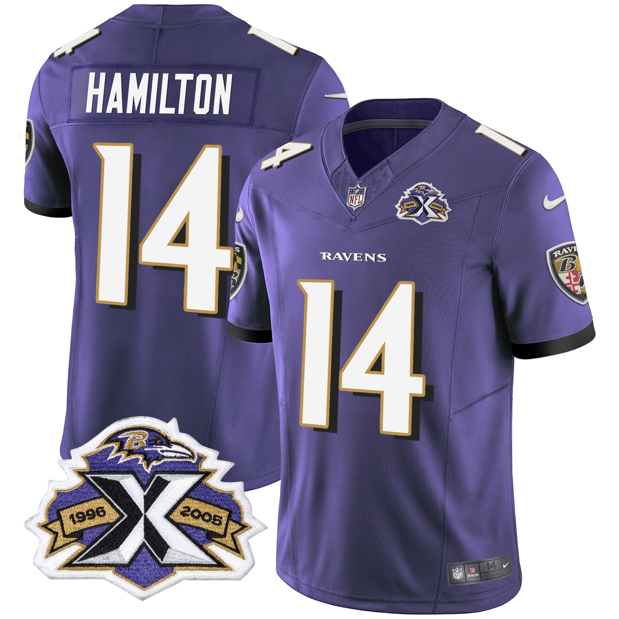 Kyle Hamilton Men's Baltimore Ravens 2005 Throwback Black Vapor Limited Purple Jersey All Stitched