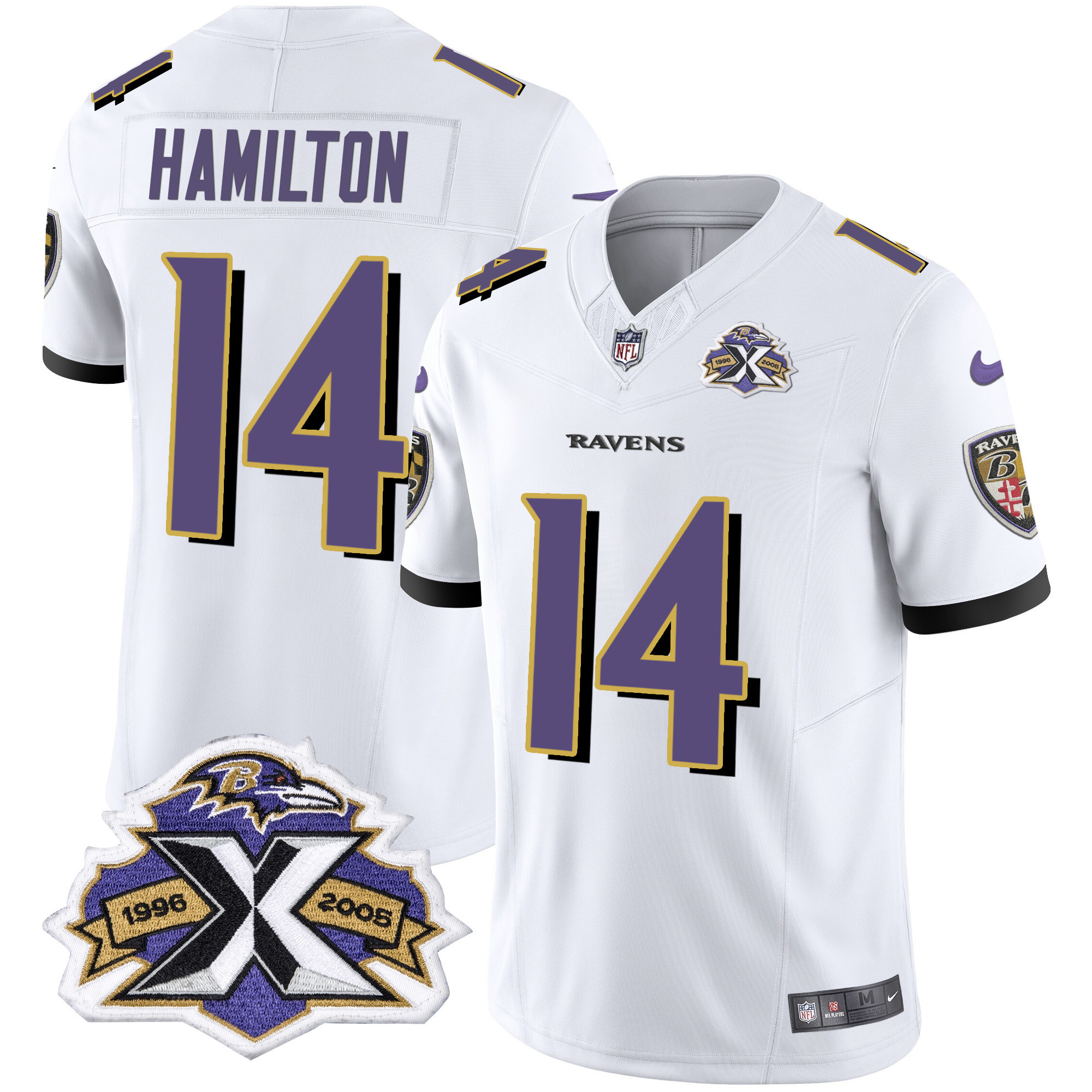 Kyle Hamilton Men's Baltimore Ravens 2005 Throwback Black Vapor Limited White Jersey All Stitched