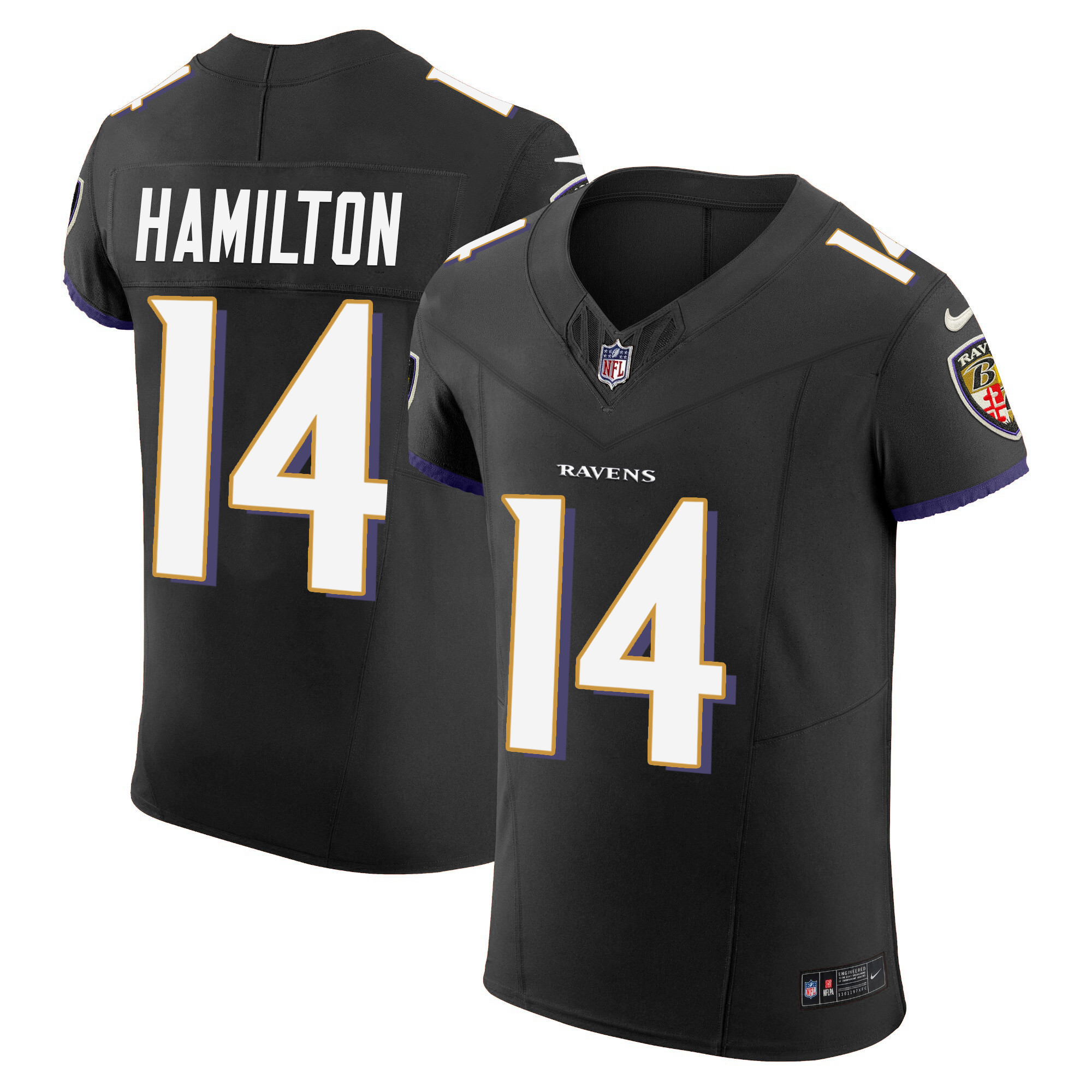 Kyle Hamilton Men's Baltimore Ravens Vapor Elite Black Jersey All Stitched