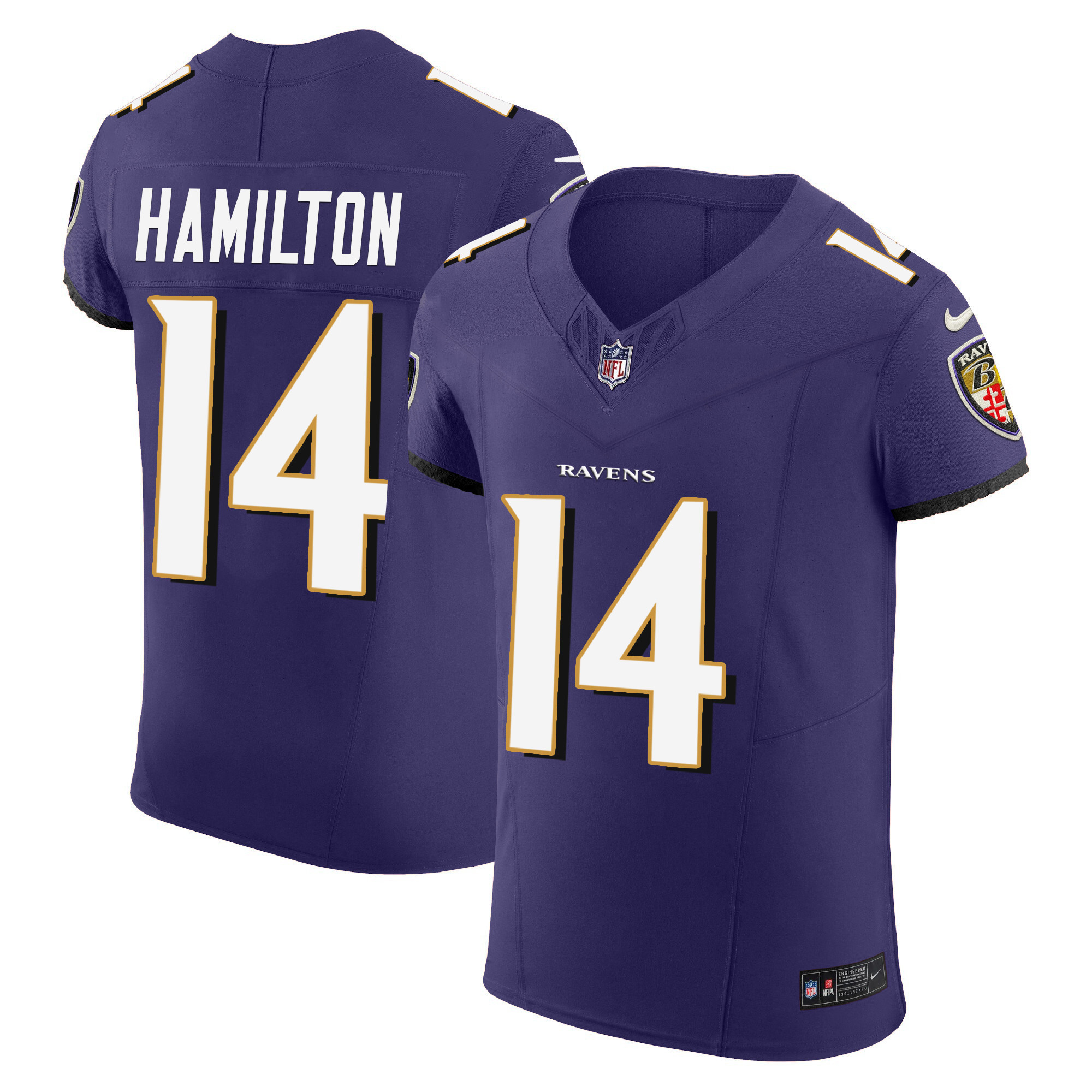 Kyle Hamilton Men's Baltimore Ravens Vapor Elite Purple Jersey All Stitched