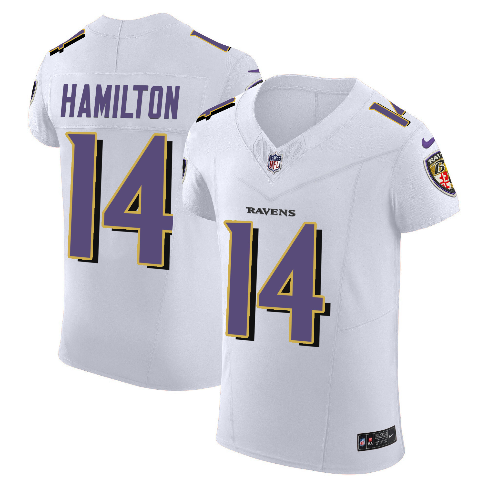 Kyle Hamilton Men's Baltimore Ravens Vapor Elite White Jersey All Stitched