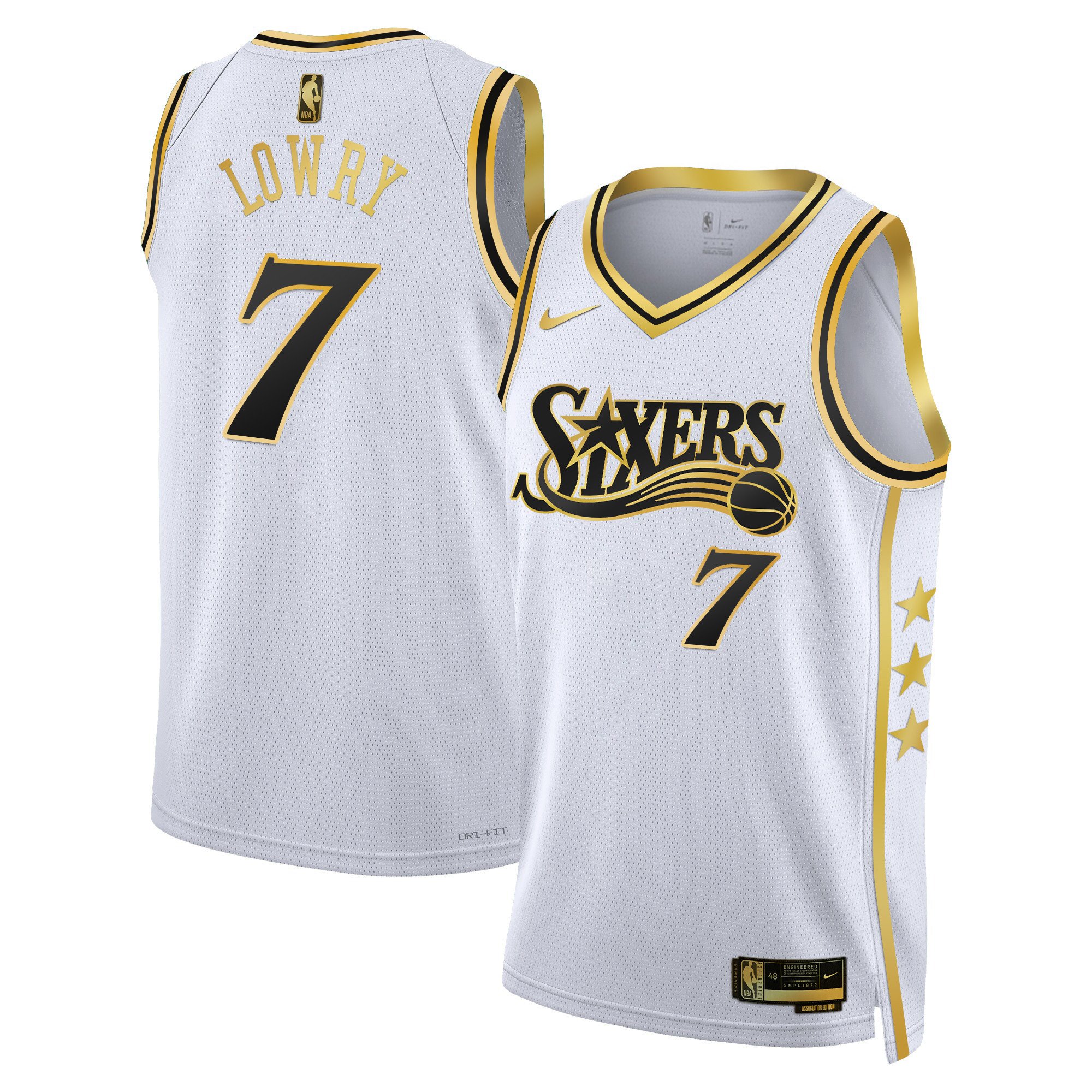 Kyle Lowry Men's Philadelphia 76ers Swingman White Gold Jersey - All Stitched
