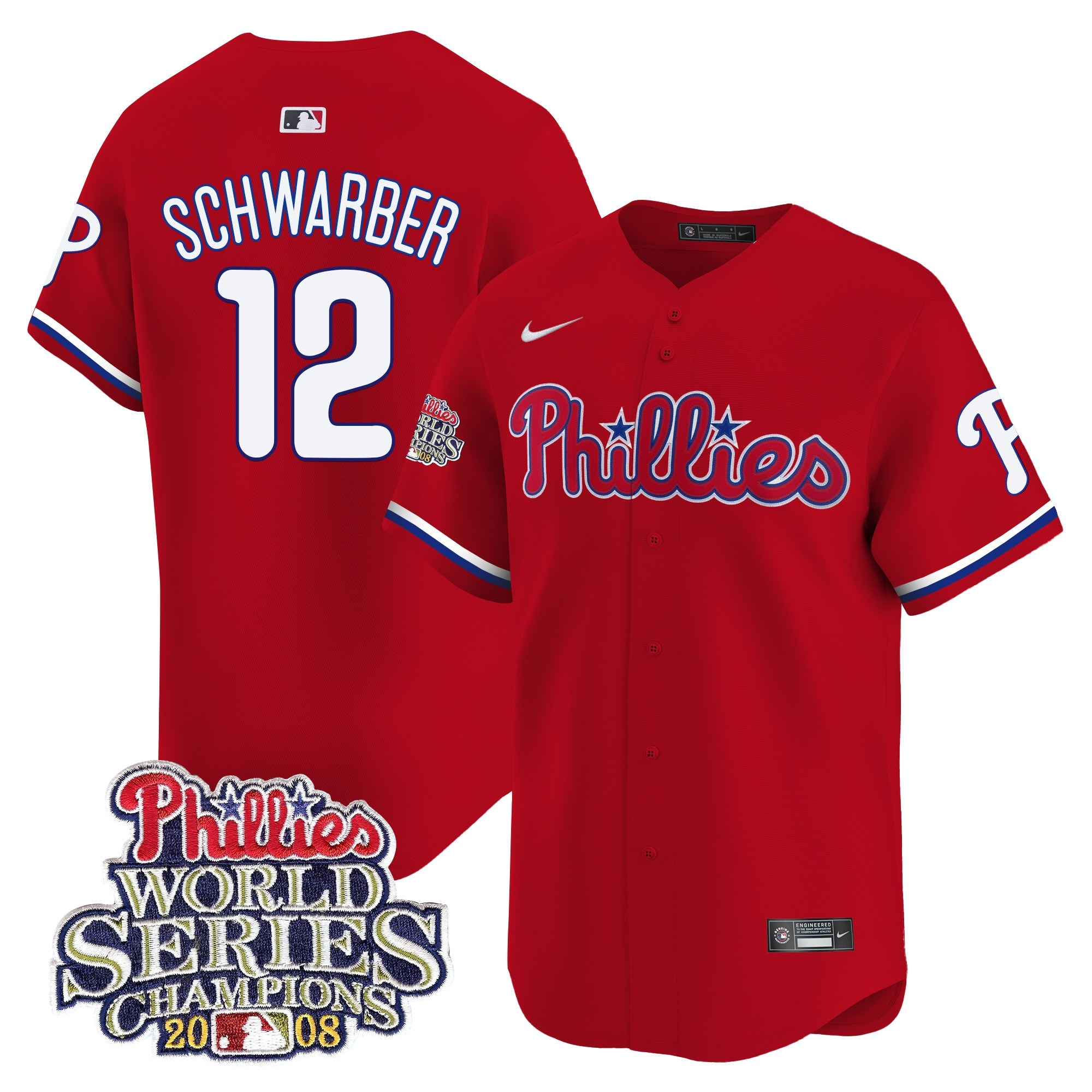 Kyle Schwarber Men's Philadelphia Phillies 2008 World Series Champions Patch Vapor Premier Limited Red Jersey - All Stitched