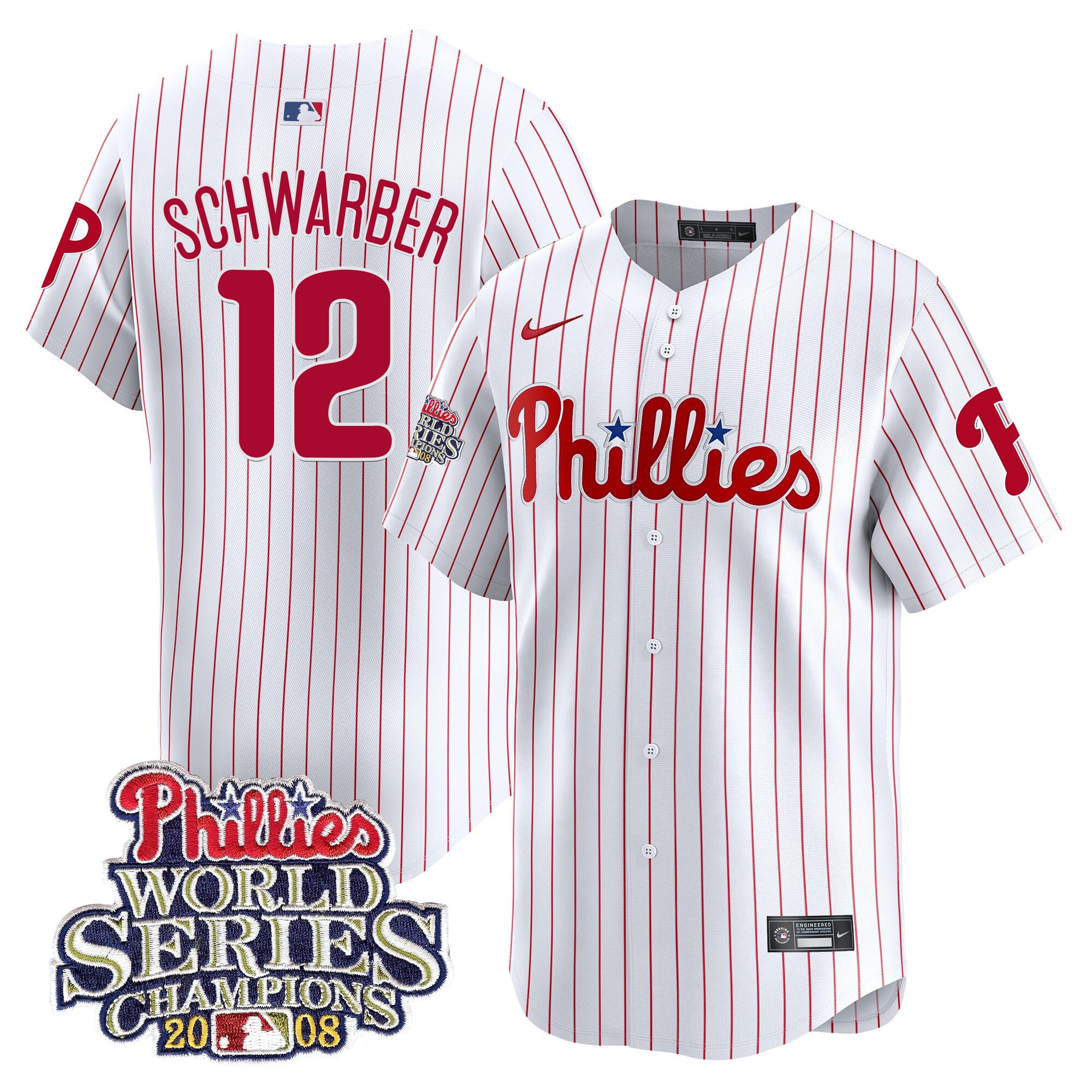 Kyle Schwarber Men's Philadelphia Phillies 2008 World Series Champions Patch Vapor Premier Limited White Gold Jersey - All Stitched