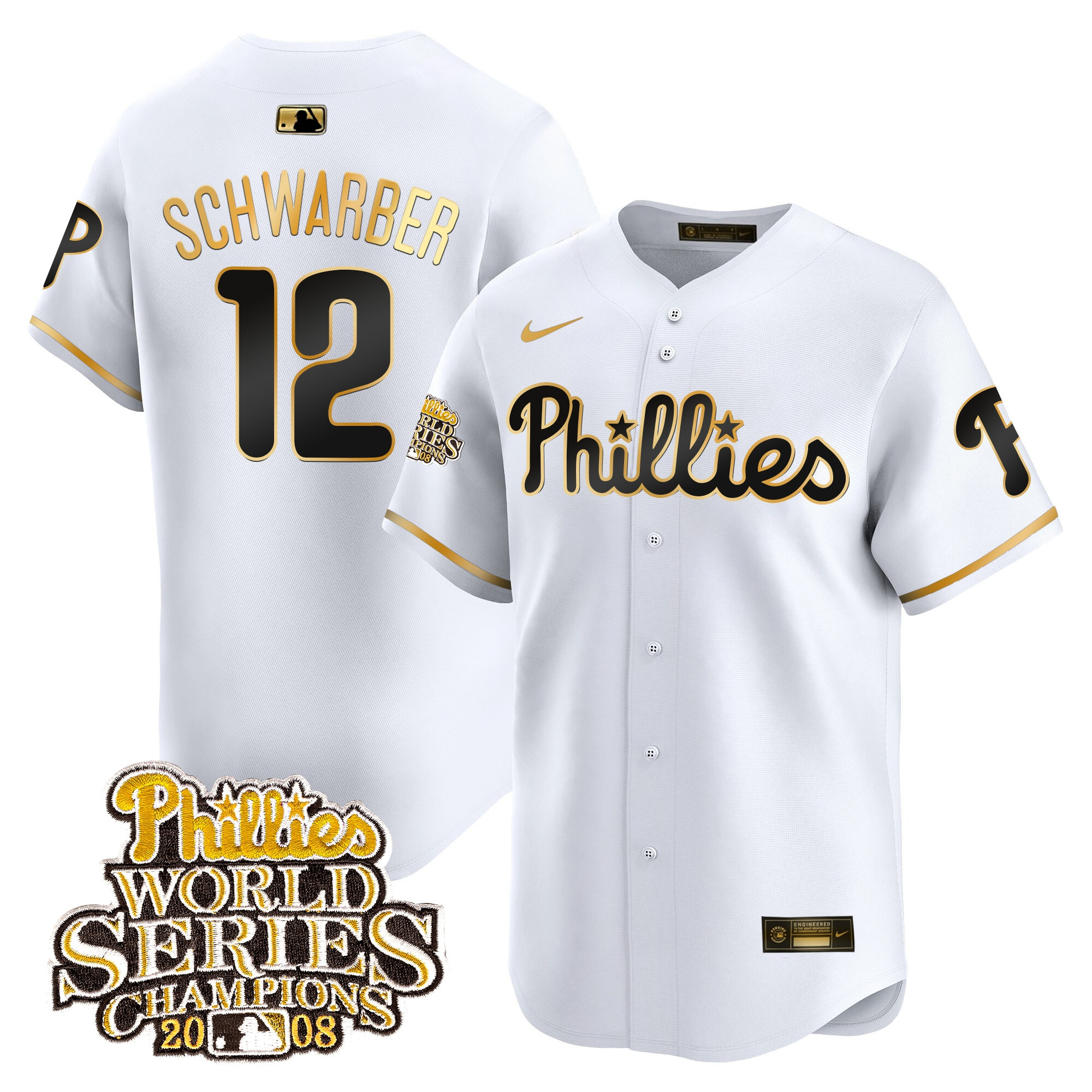 Kyle Schwarber Men's Philadelphia Phillies 2008 World Series Champions Patch Vapor Premier Limited White Jersey - All Stitched