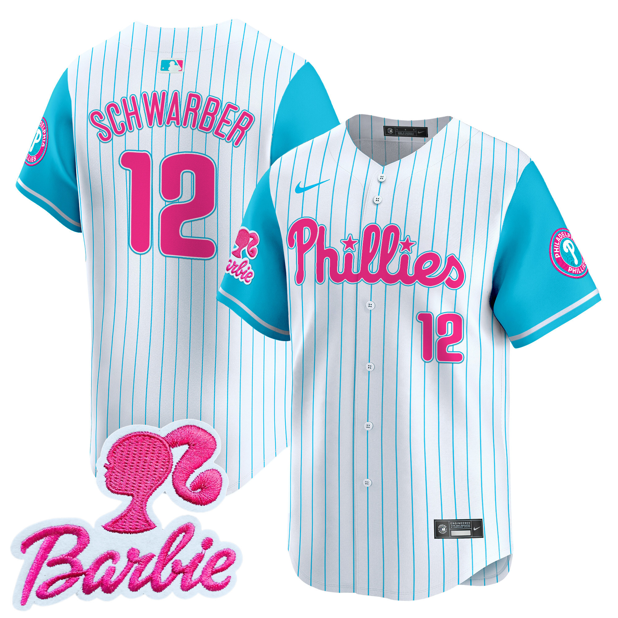 Kyle SchwarberUnisex Philadelphia Phillies Barbie Patch Vapor Premier Limited Pinstripe Jersey - All Stitched