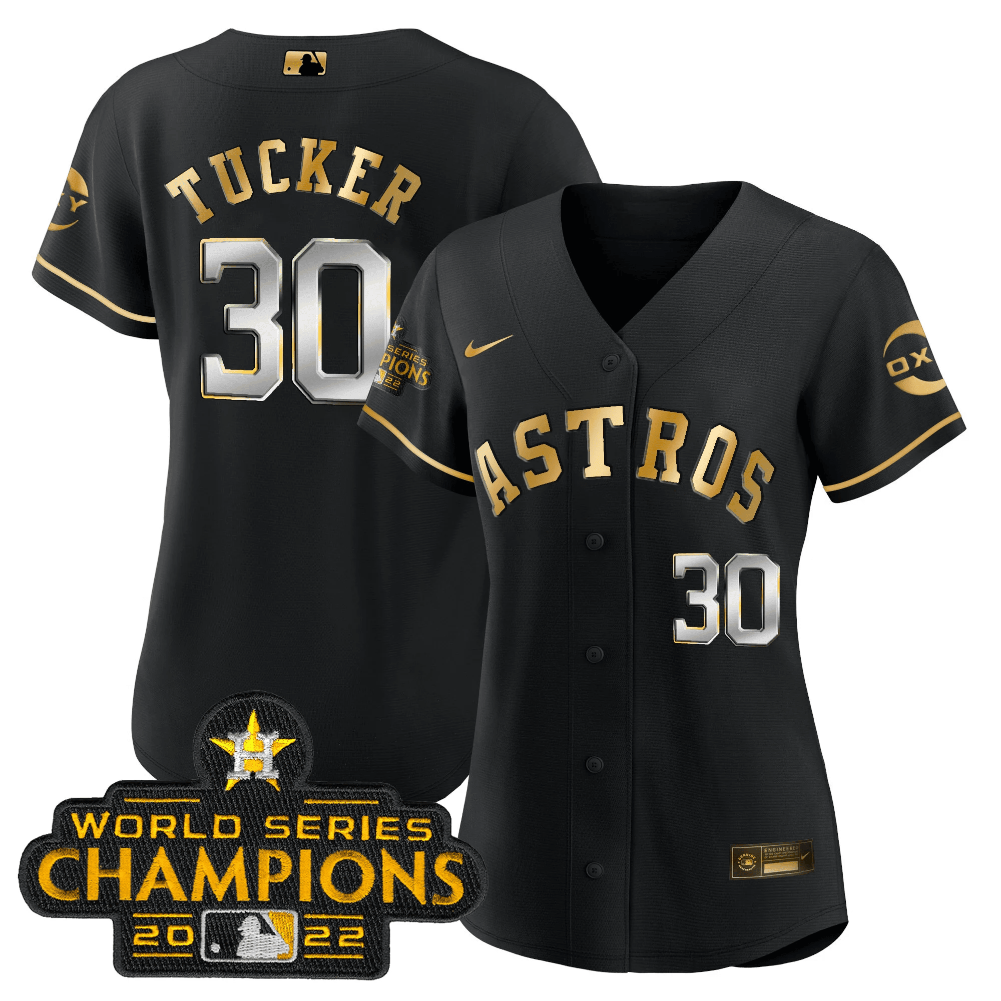 Kyle Tucker Houston Astros 2022 Champions Black Gold Rush Flex Base Jersey - All Stitched