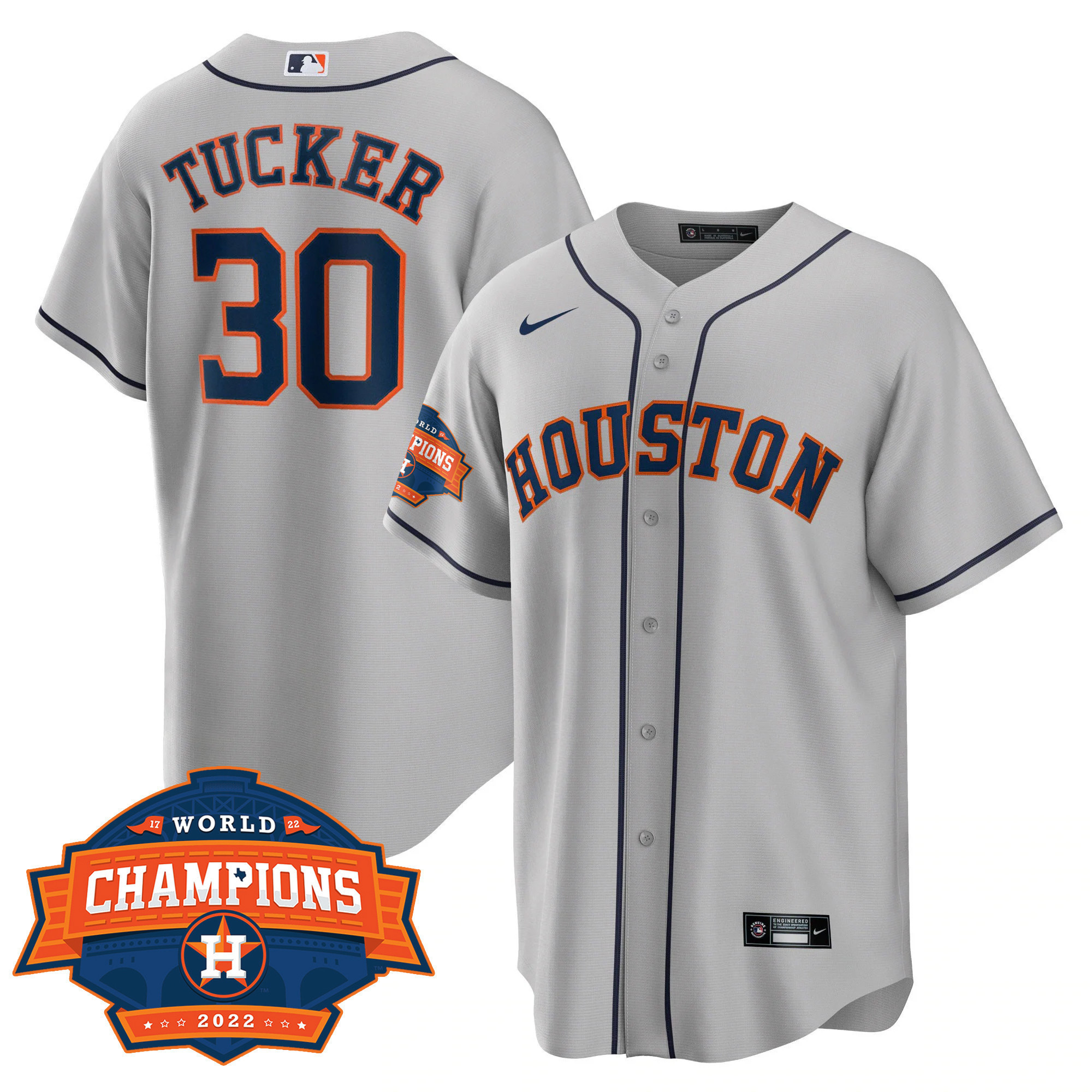Kyle Tucker Men's Houston Astros 2022 Champions Limited Gray Road Player Cool Base Jersey - All Stitched