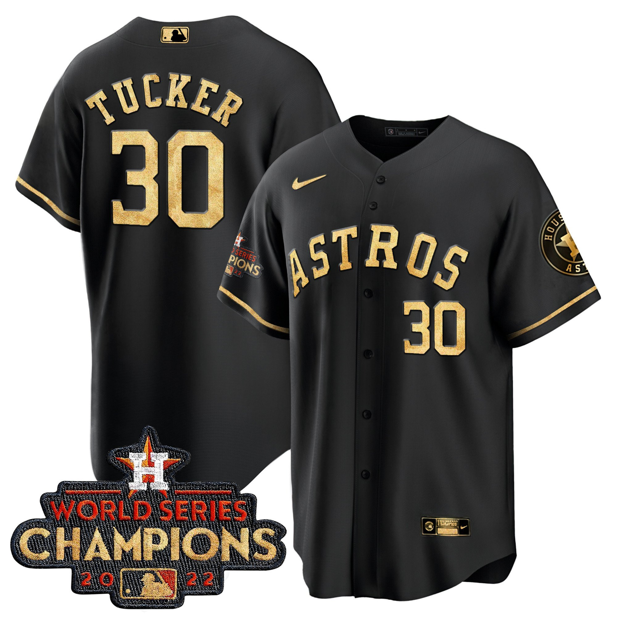 Kyle Tucker Men's Houston Astros 2022 World Series Champions Color Rush Cool Black Jersey - All Stitched