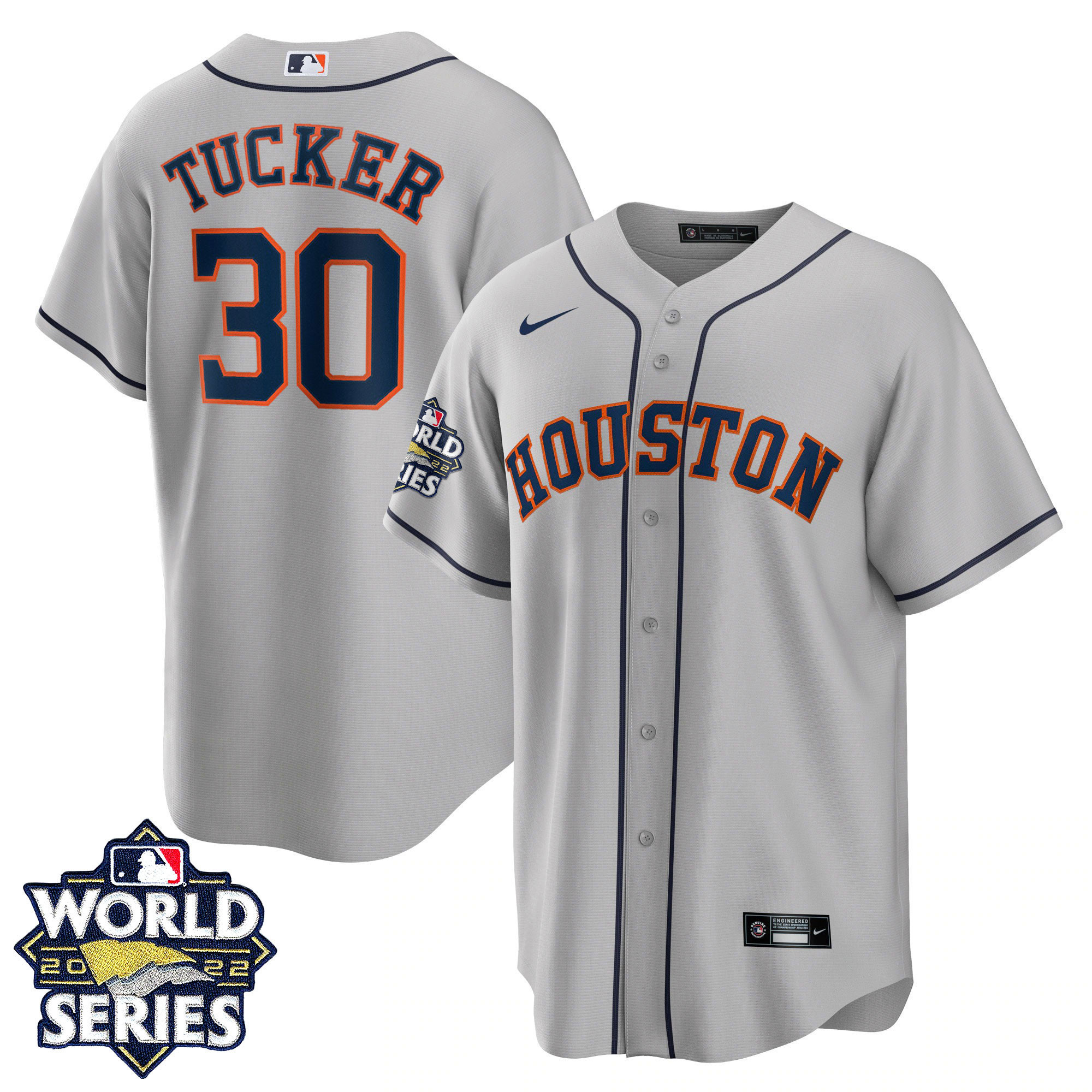 Kyle Tucker Men's Houston Astros 2022 World Series Gray Road Player Cool Base Jersey - All Stitched