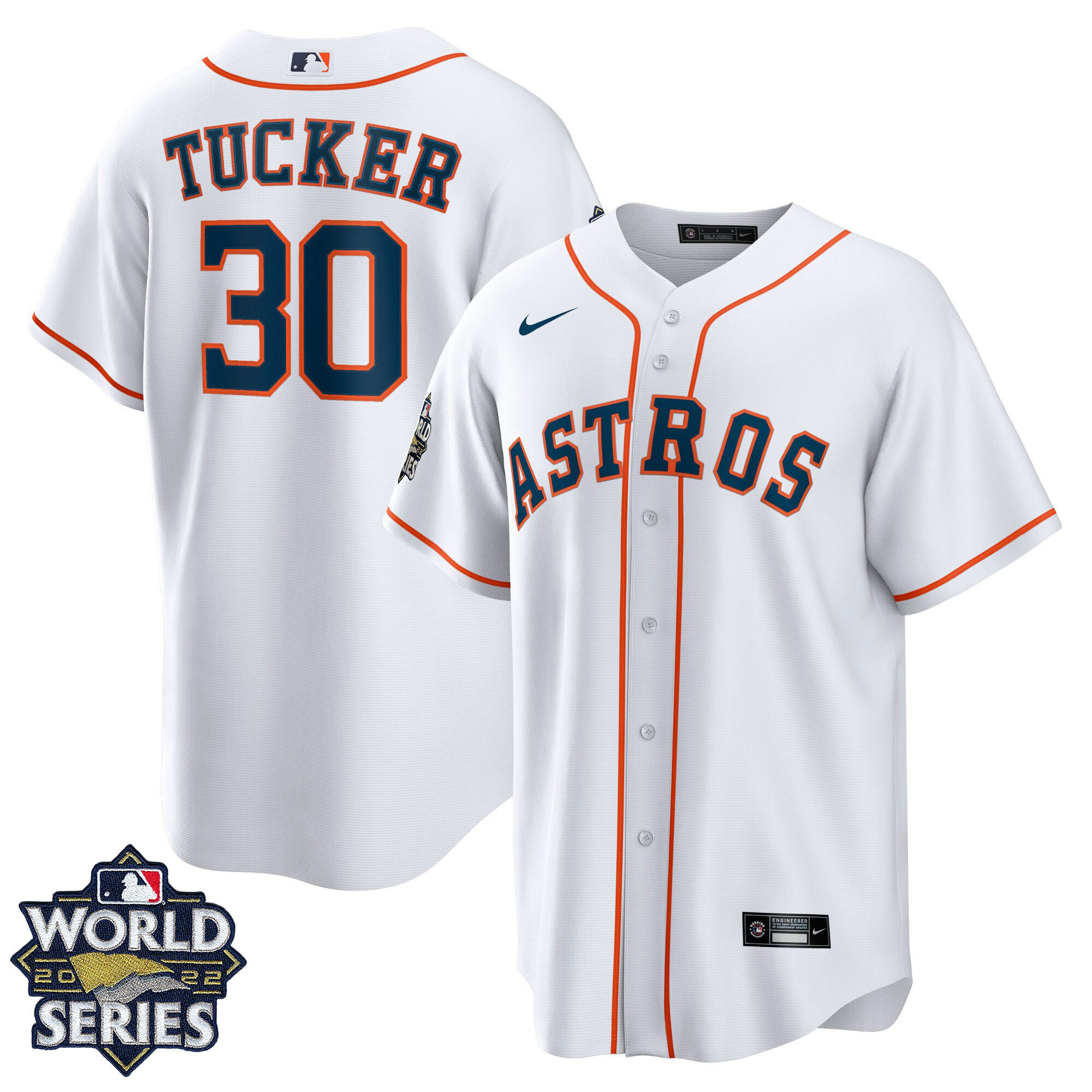 Kyle Tucker Men's Houston Astros 2022 World Series Home Player - White Cool Base Jersey - All Stitched