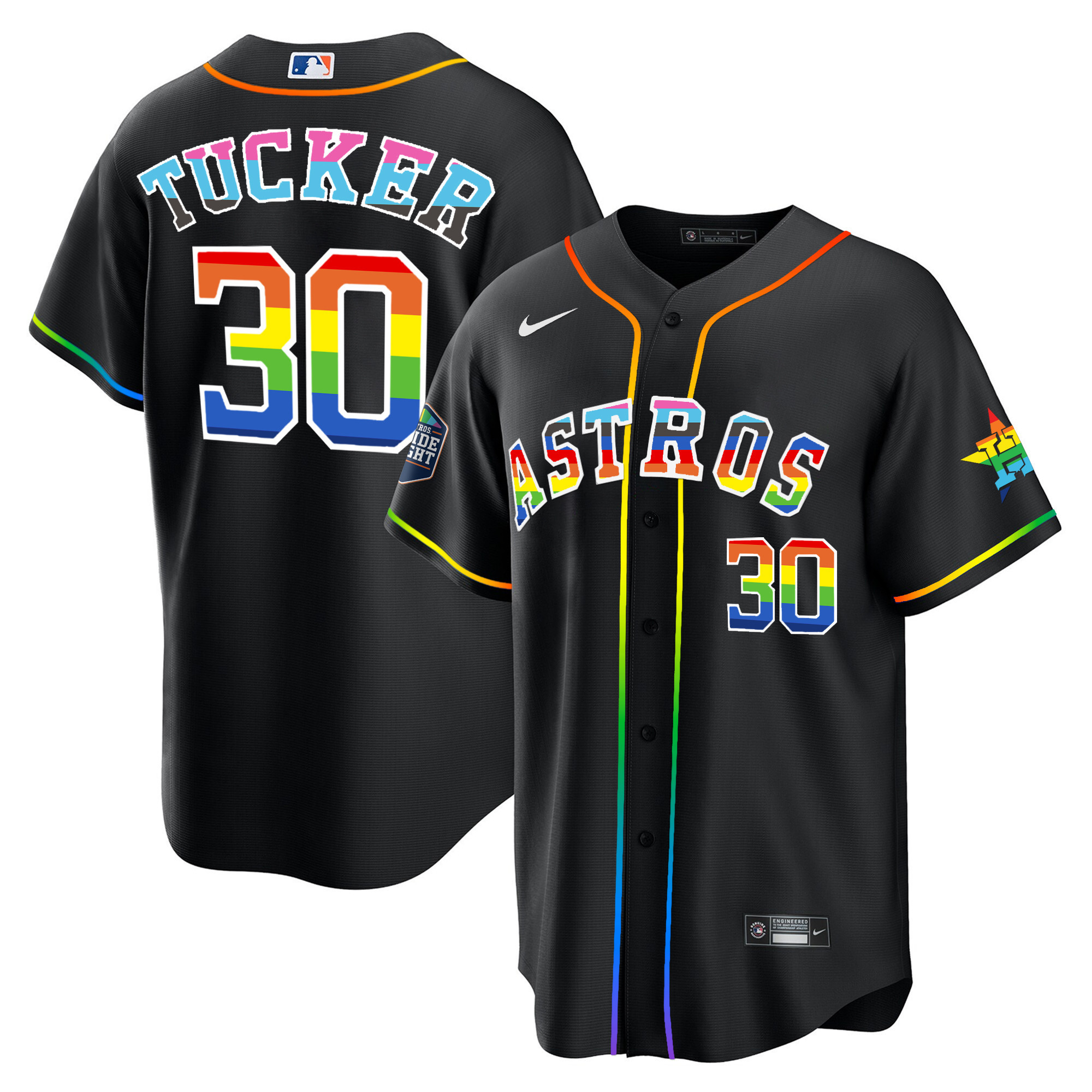 Kyle Tucker Men's Houston Astros 2023 Cool Base Pride Black Jersey - All Stitched