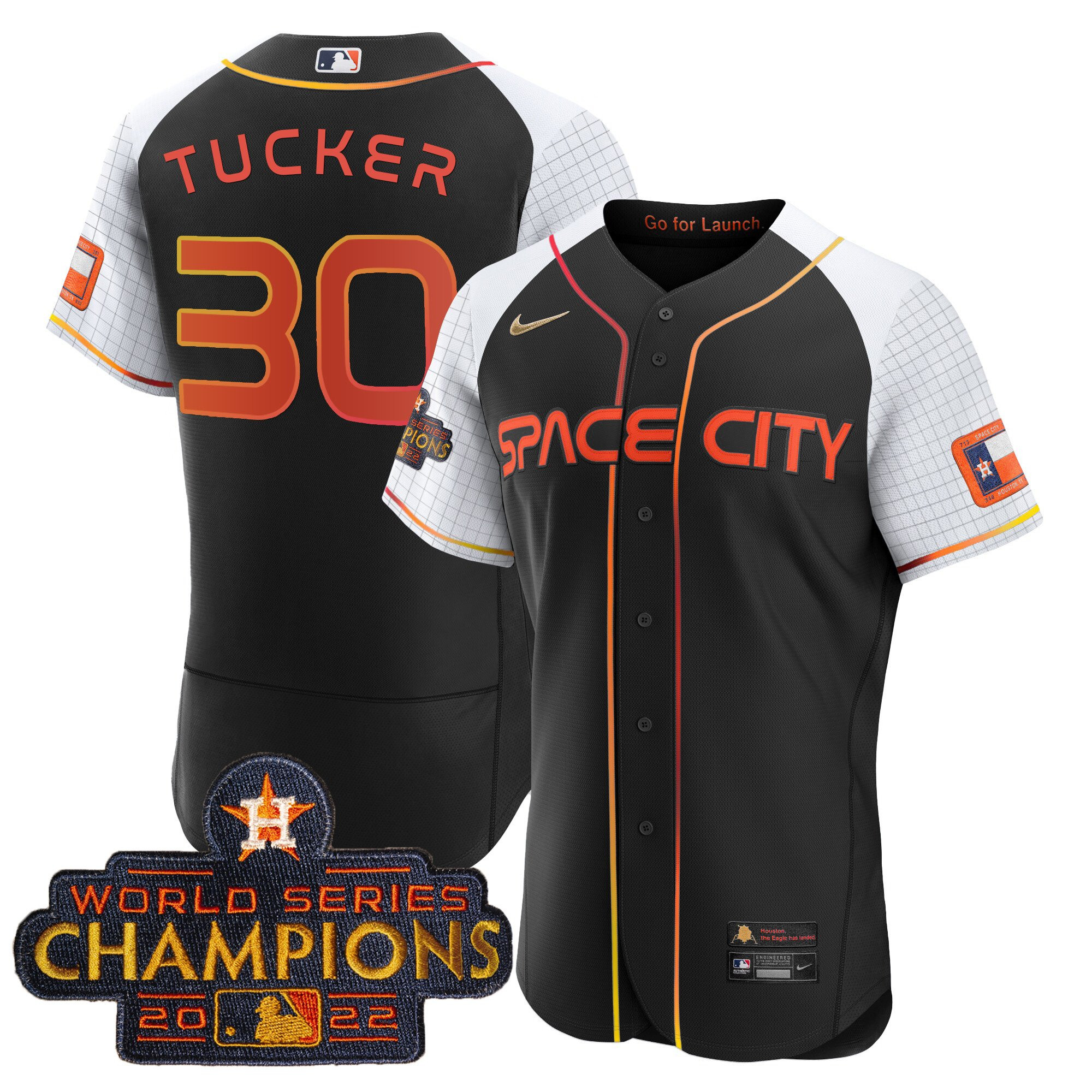 Kyle Tucker Men's Houston Astros 2023 Space City Champions Alternate Flex Black Jersey - All Stitched
